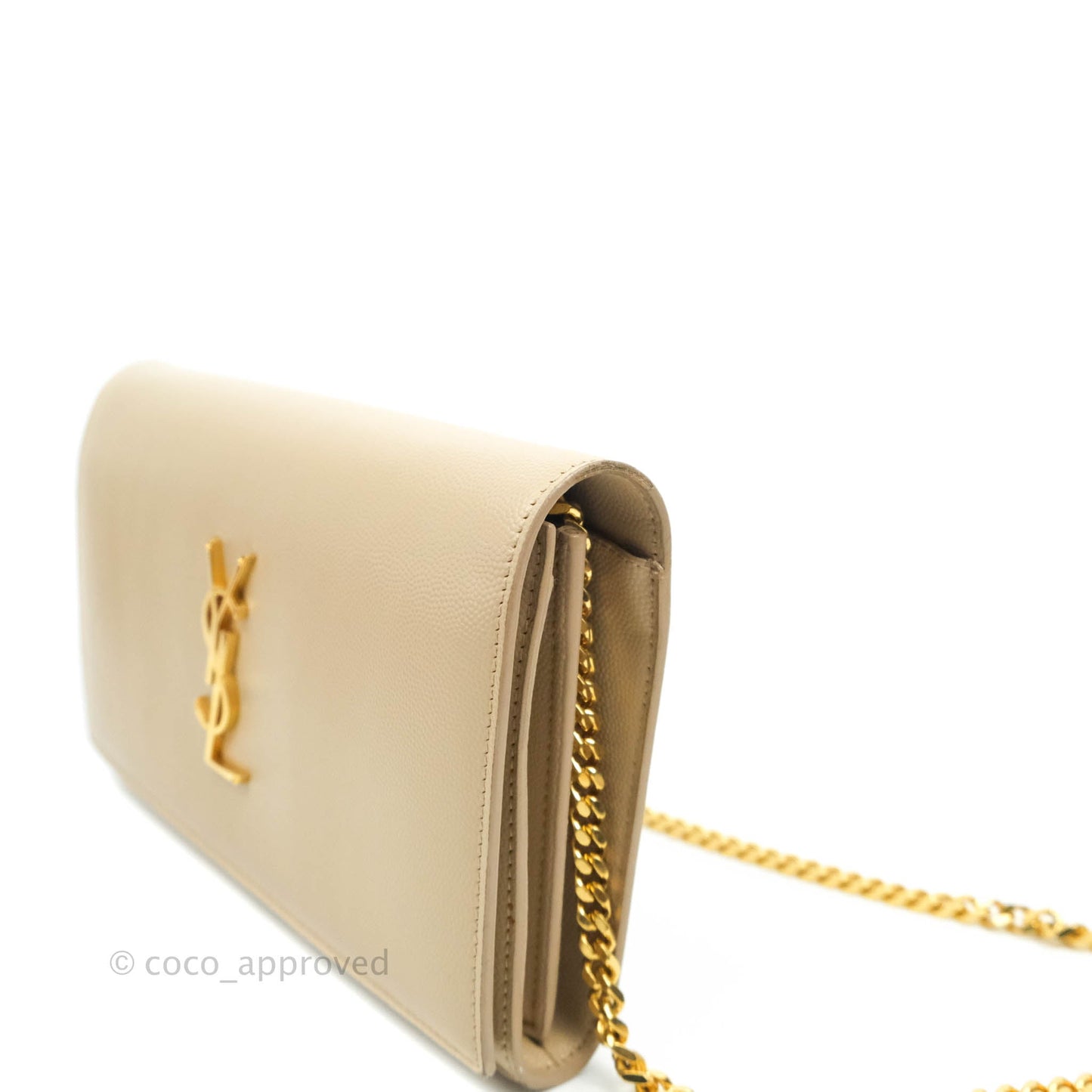 Saint Laurent Classic Beige Grained Leather Gold Hardware