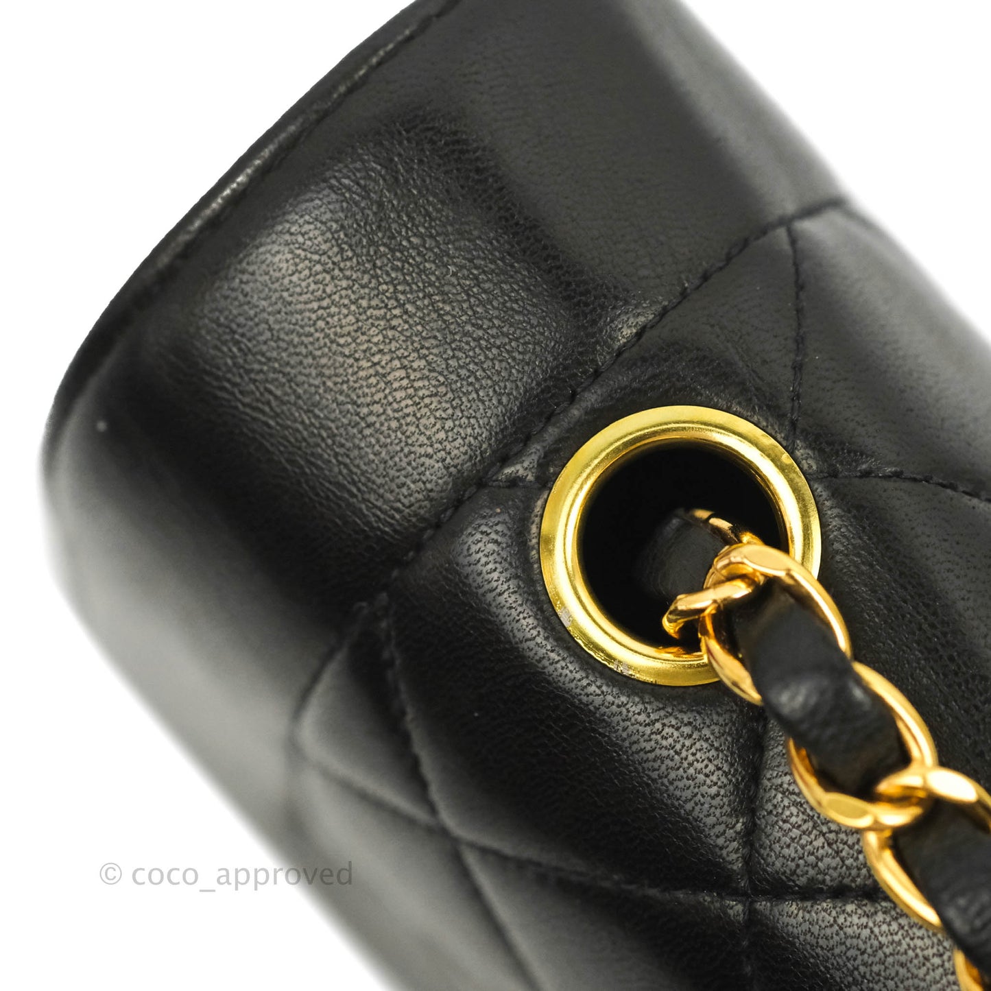 Chanel Vintage Quilted Medium Classic Diana Flap Bag Black Lambskin 24K Gold Hardware