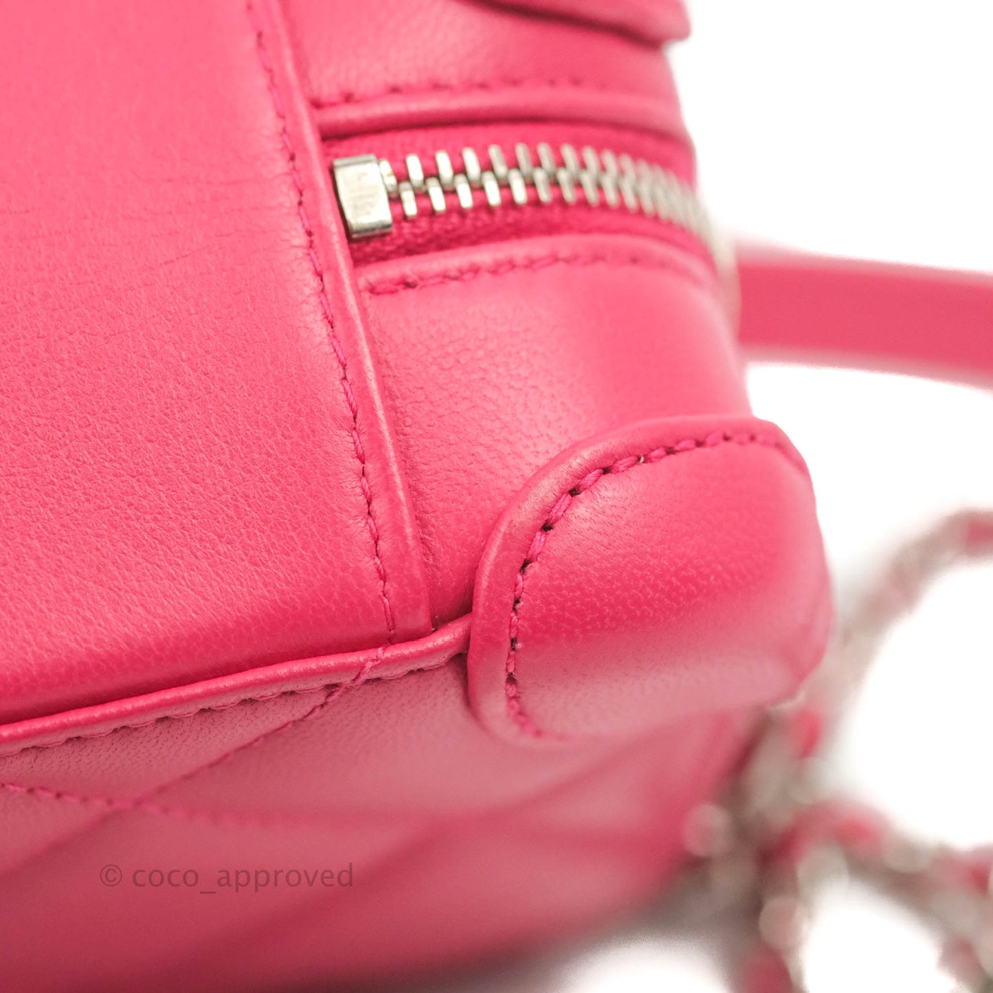 Chanel Mini Quilted Camera Case Pink Lambskin Silver Hardware