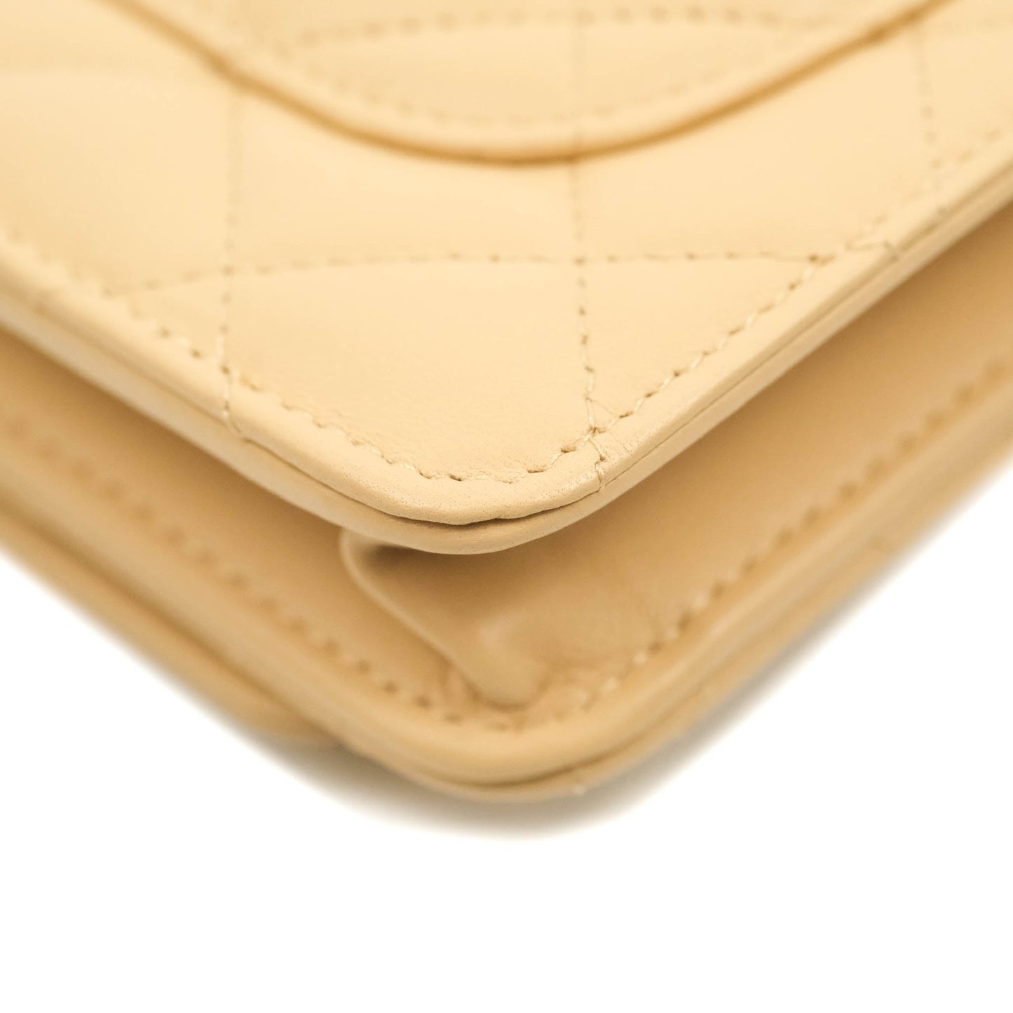 Chanel Quilted Pearl Crush Wallet on Chain WOC Beige Lambskin Aged Gold Hardware