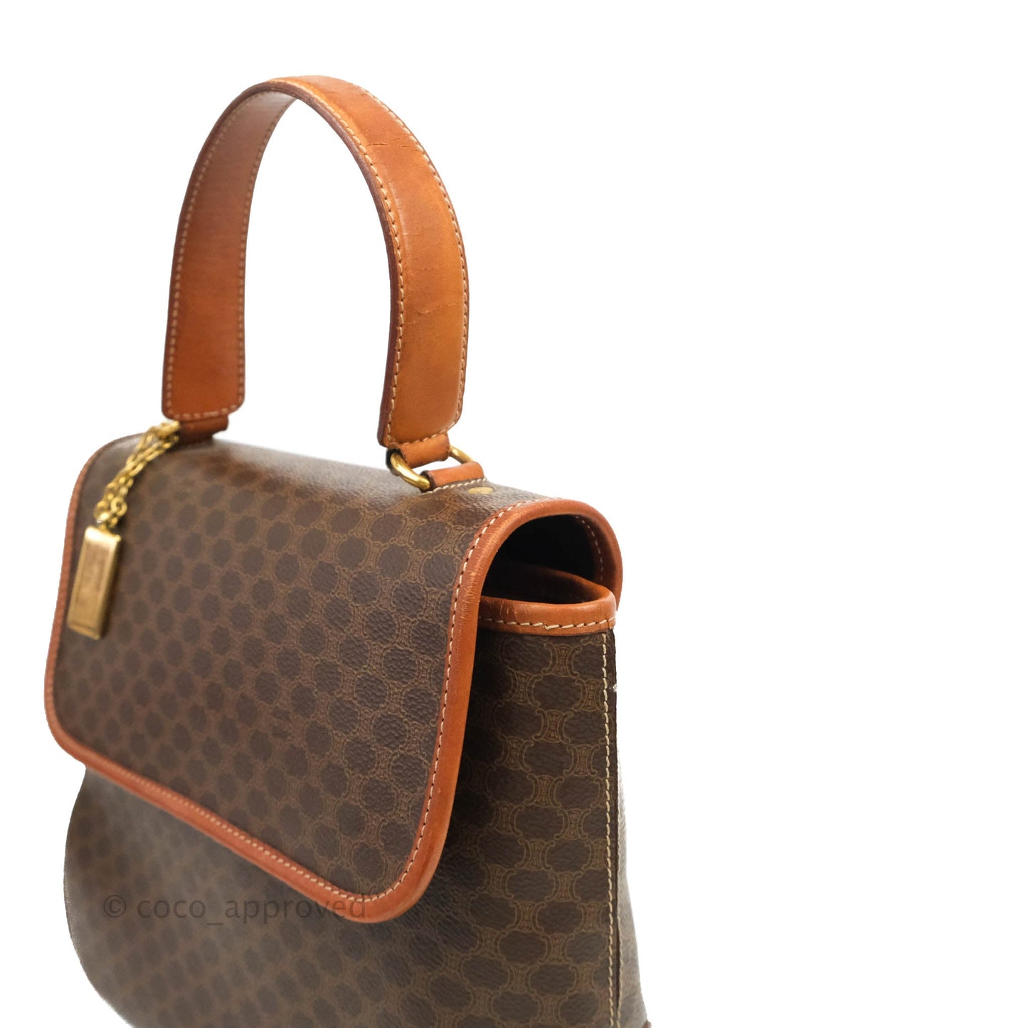Celine Vintage Brown Canvas Top Handle Bag