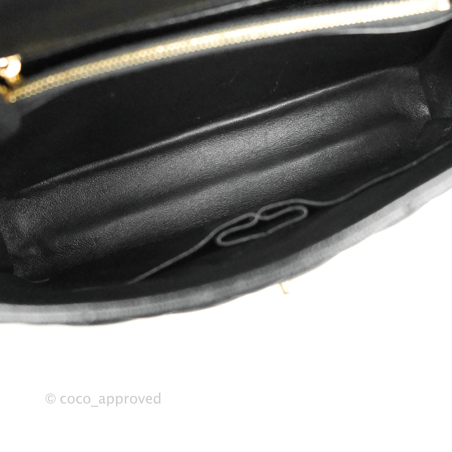 Chanel Medium Coco Handle Quilted Black Caviar Lizard Handle Gold Hardware