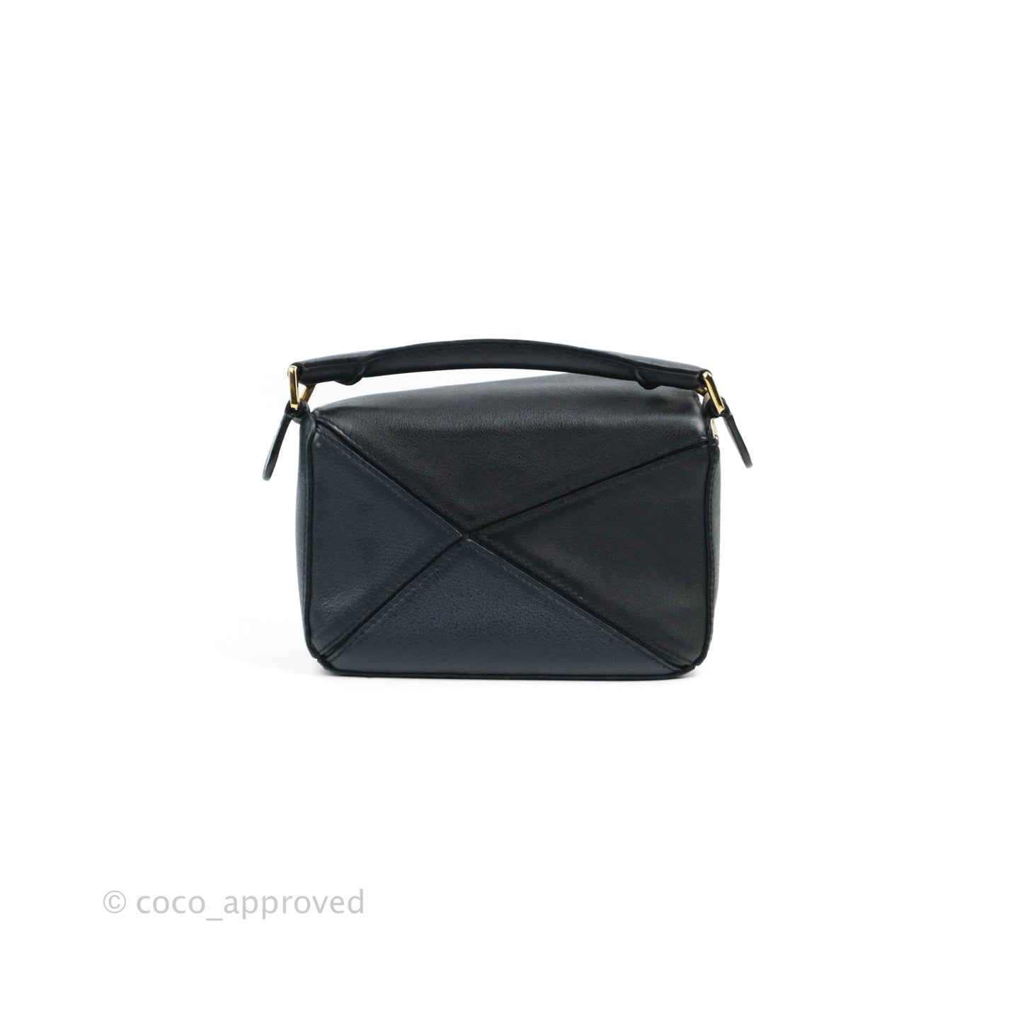 Loewe Mini Puzzle Bag Black/White/Navy Calfskin Gold Hardware