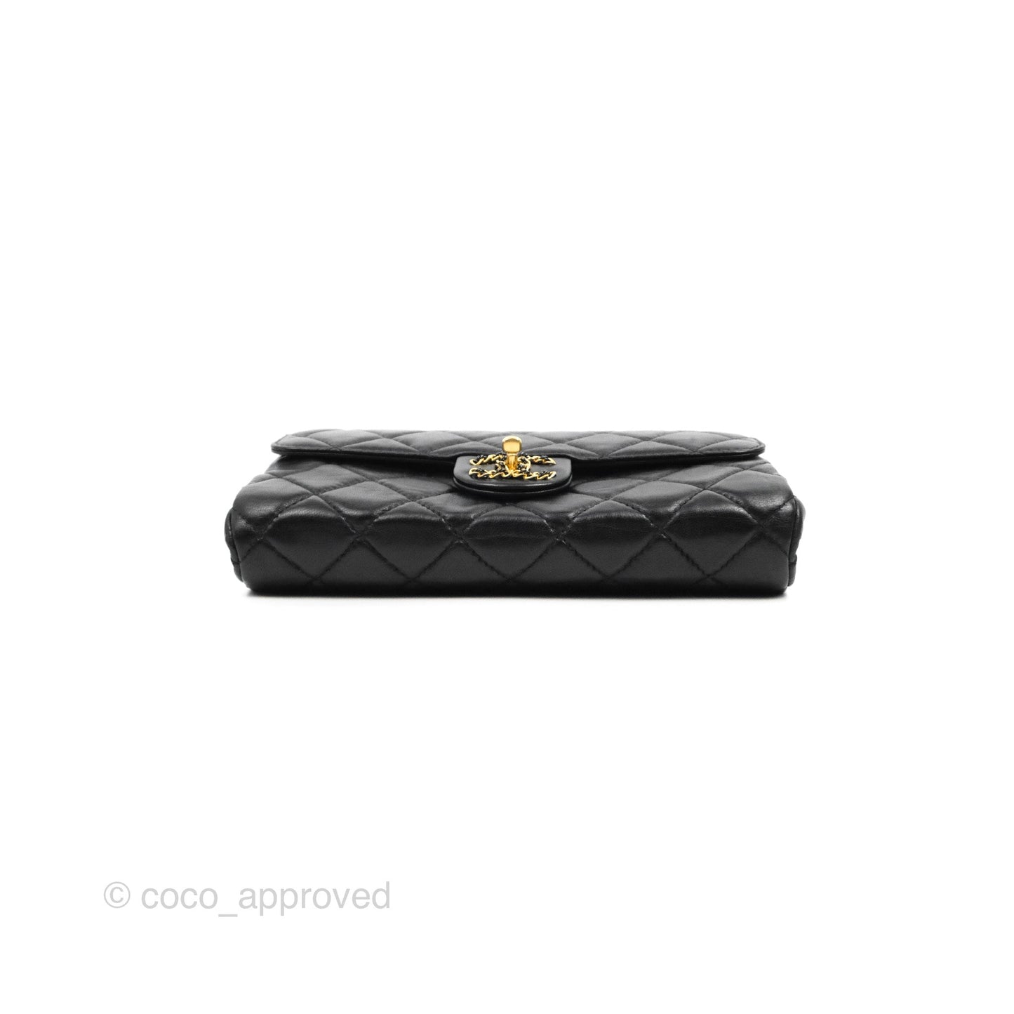 Chanel Flap Bag Black Lambskin Aged Gold Hardware