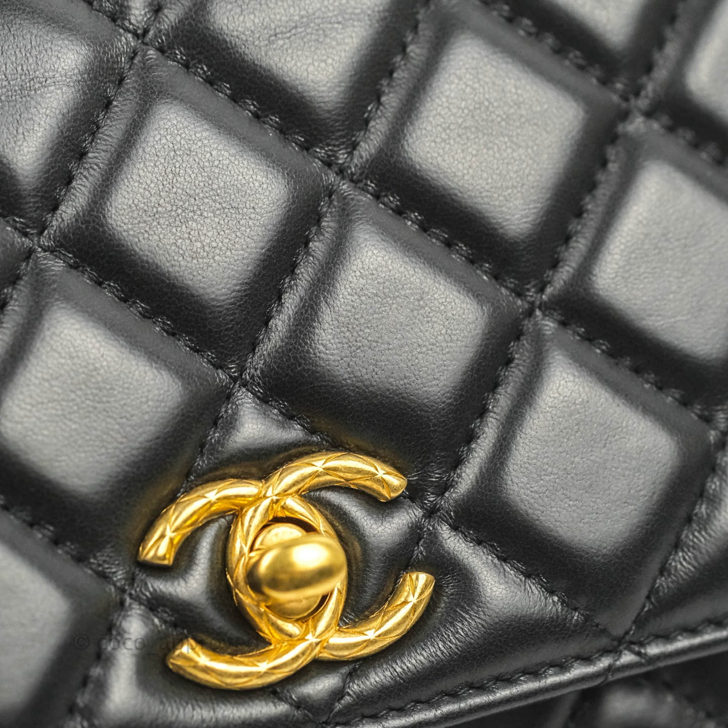 Chanel Quilted Wallet on Chain WOC Adjustable Chain Black Lambskin Aged Gold Hardware 22K