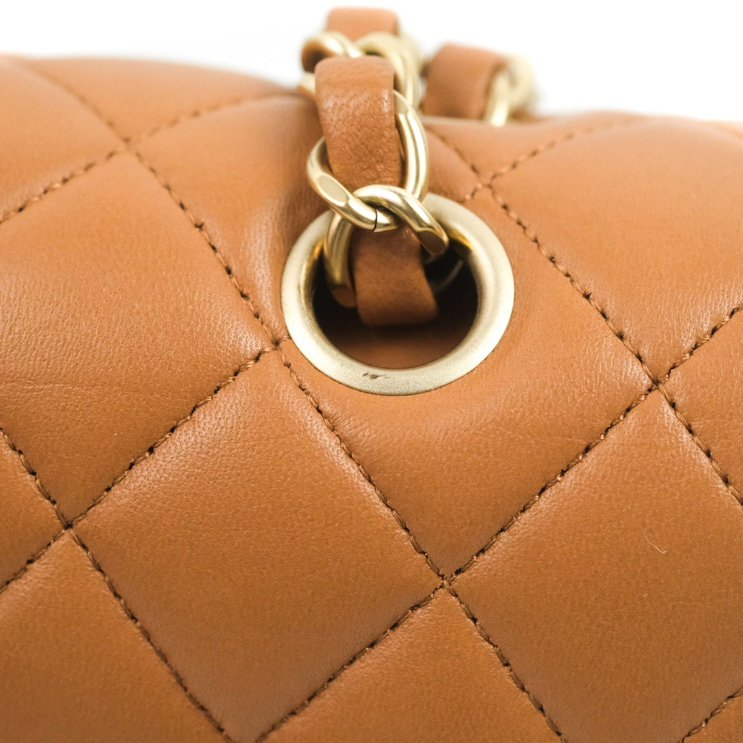 Chanel Classic M/L Medium Flap Quilted Dark Beige Caramel Lambskin Gold Hardware