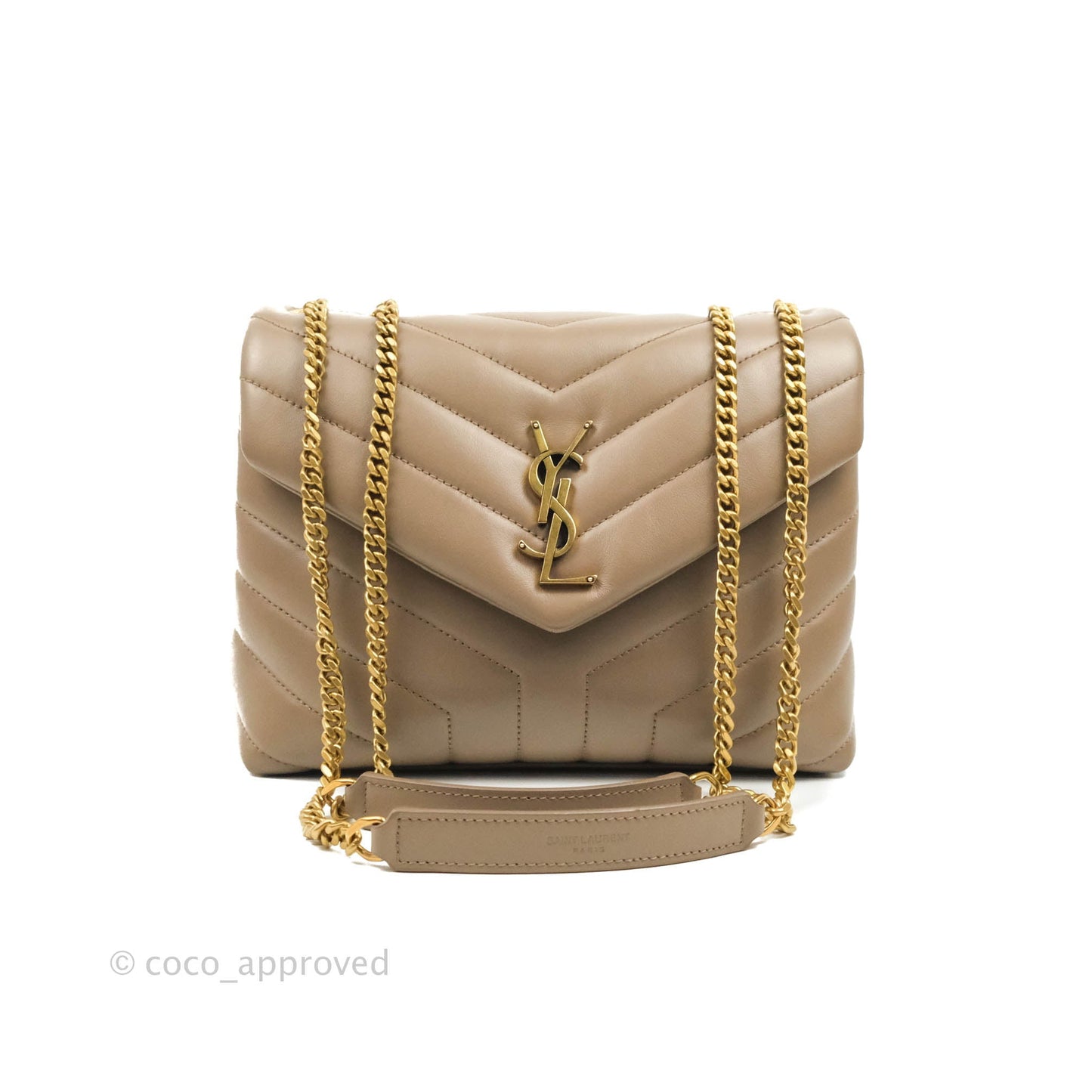 Saint Laurent Loulou Small Bag Taupe Gold Hardware
