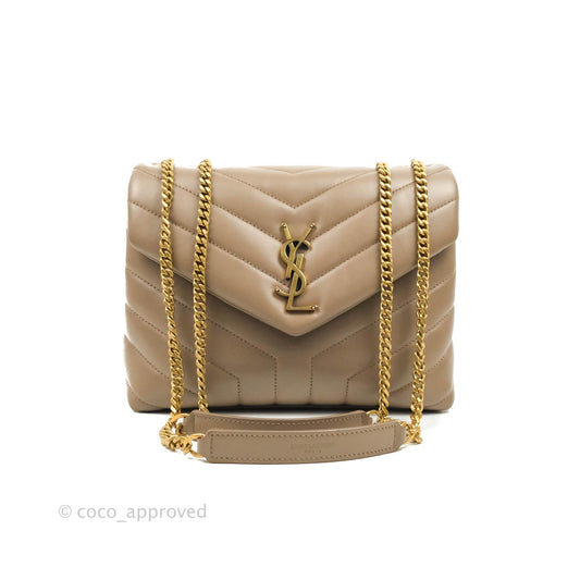 Saint Laurent Loulou Small Bag Taupe Gold Hardware