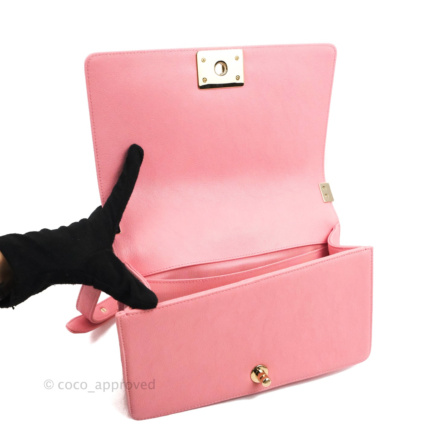 Chanel Quilted Medium Boy Rosy Pink Chevron Caviar Gold Hardware