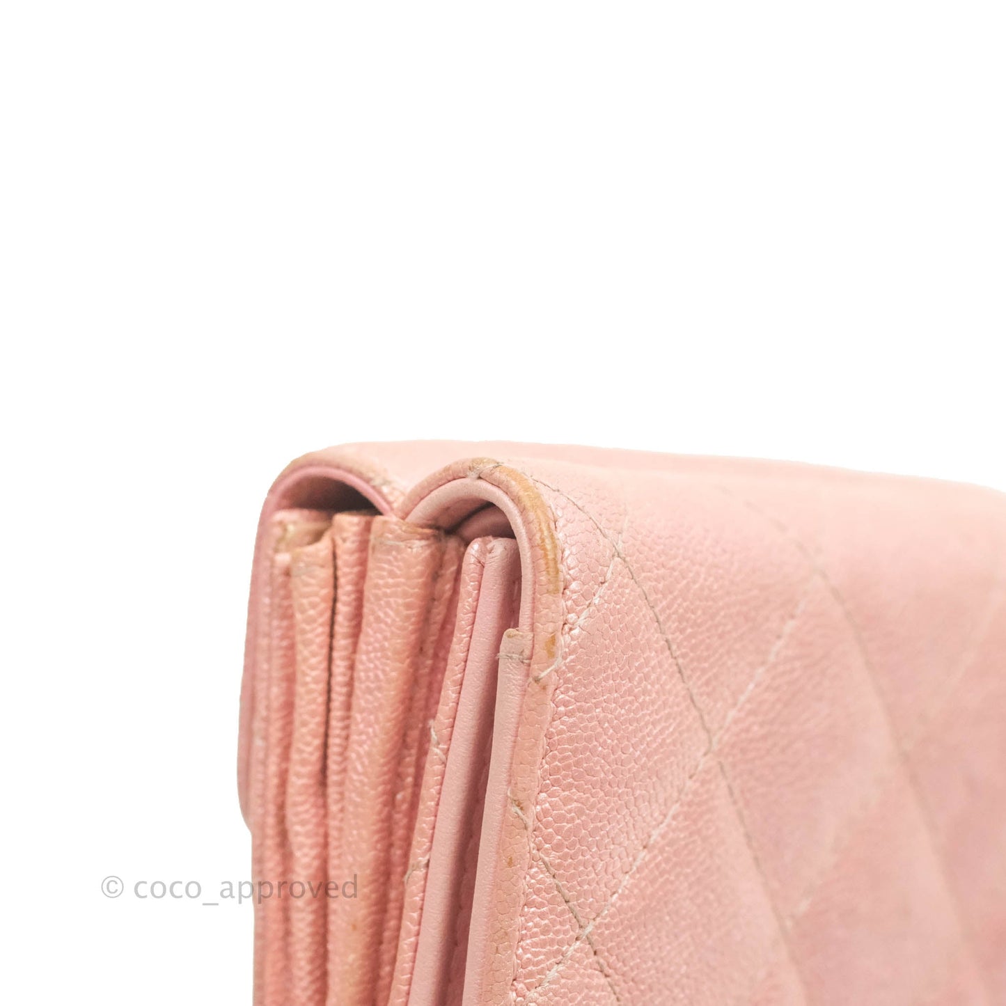 Chanel Quilted Small Classic Flap Trifold Wallet Iridescent Pink Caviar Gold Hardware