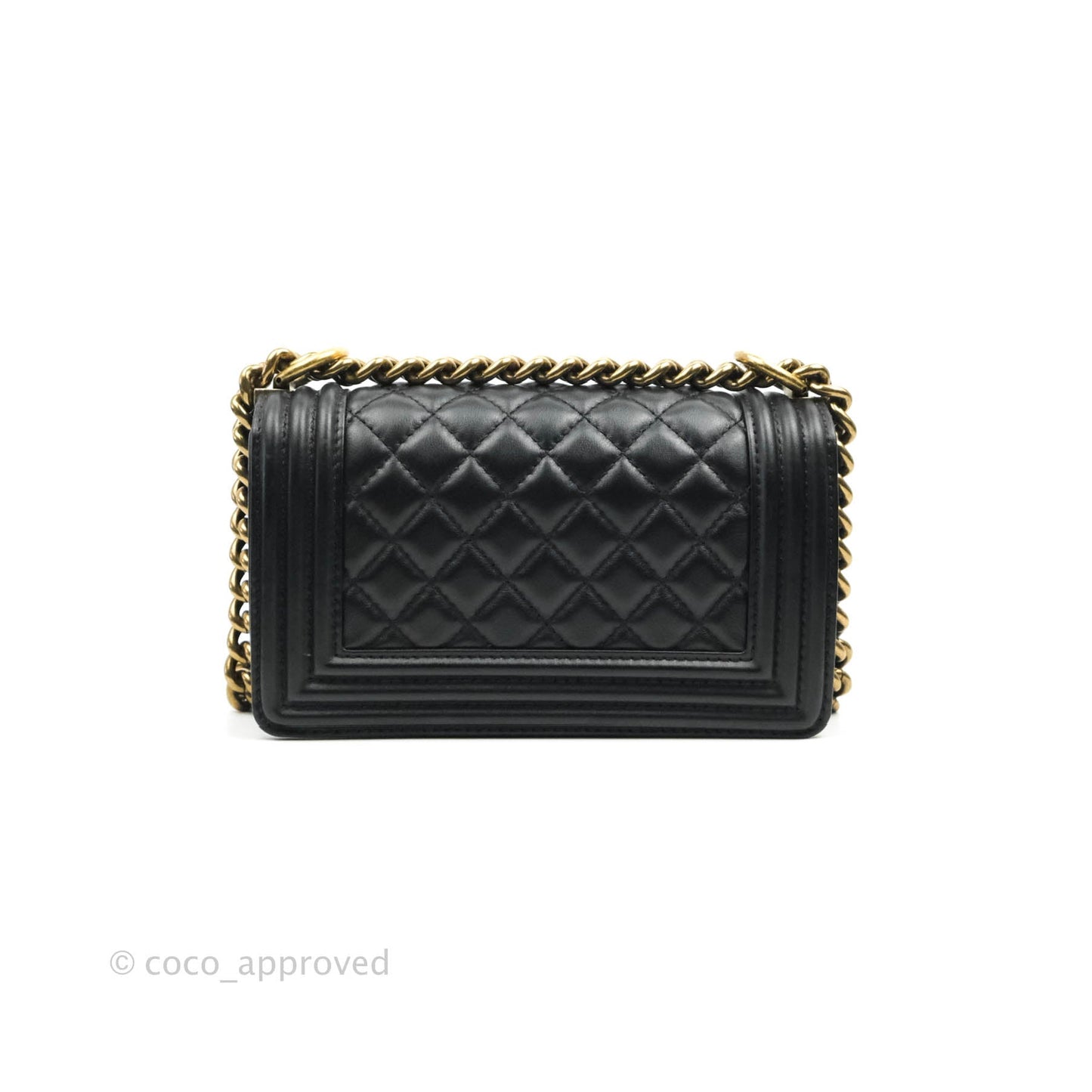 Chanel Small Boy Black Calfskin Aged Gold Hardware