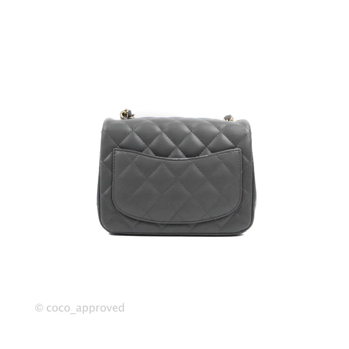 Chanel Quilted Mini Square Dark Grey Lambskin Gold Hardware