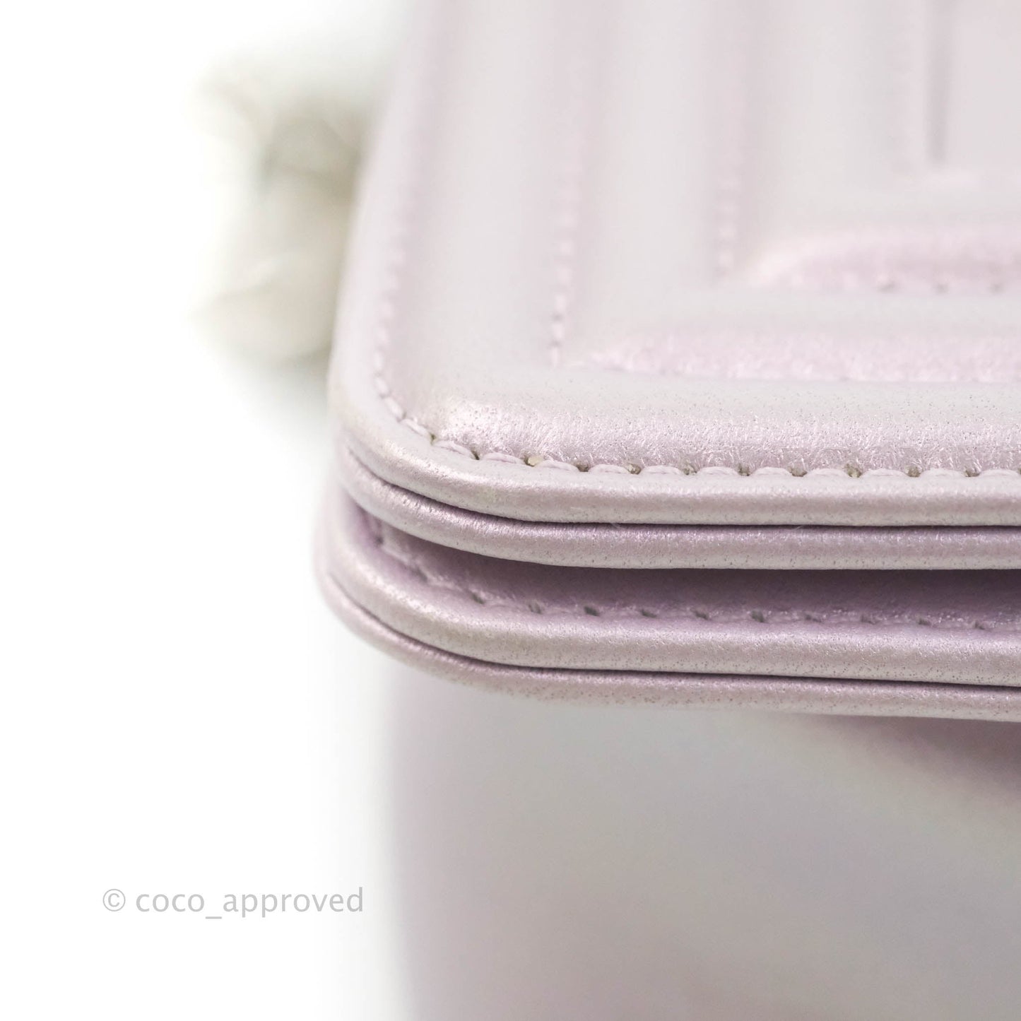 Chanel Medium Boy Chevron Iridescent Lilac Calfskin Silver Hardware