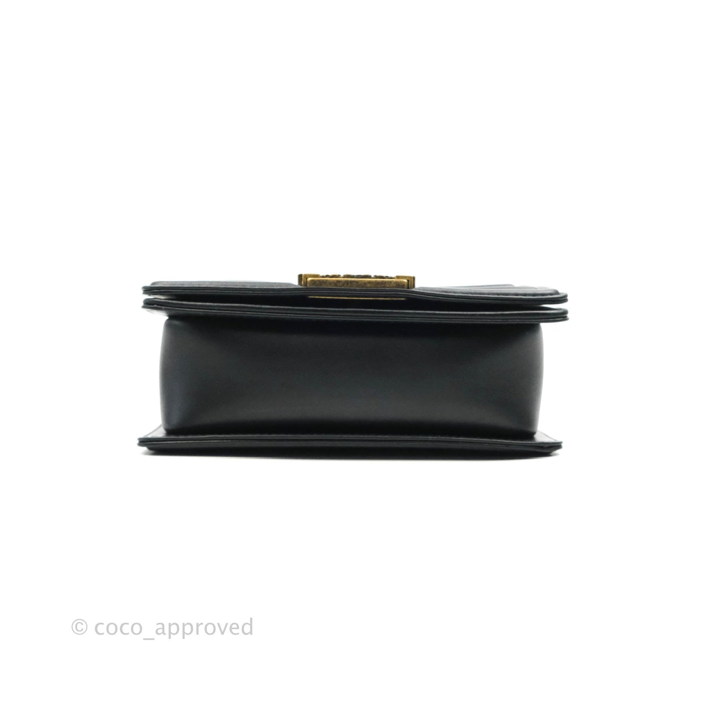 Chanel Small Boy Black Calfskin Aged Gold Hardware