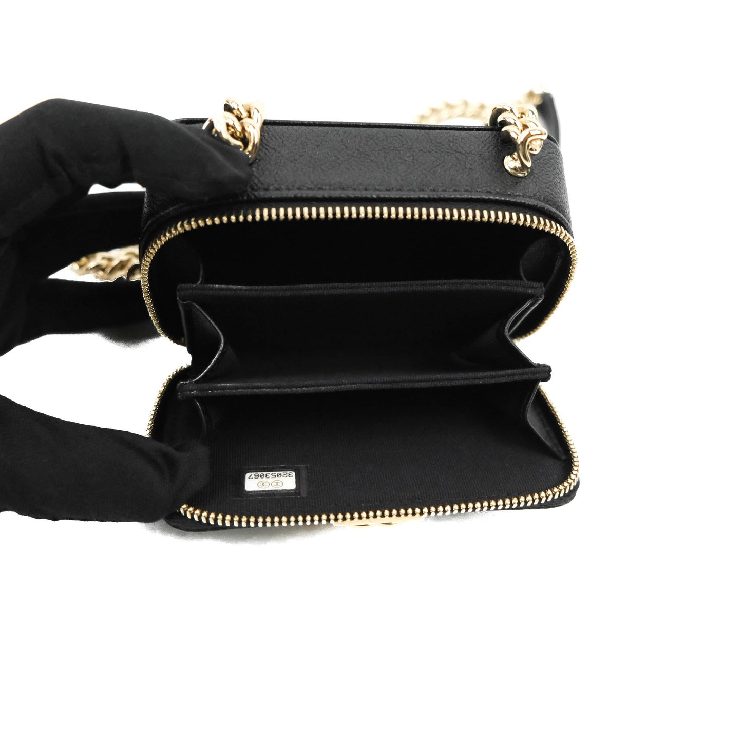 Chanel Mini Boy Clutch with Chain Black Caviar Gold Hardware