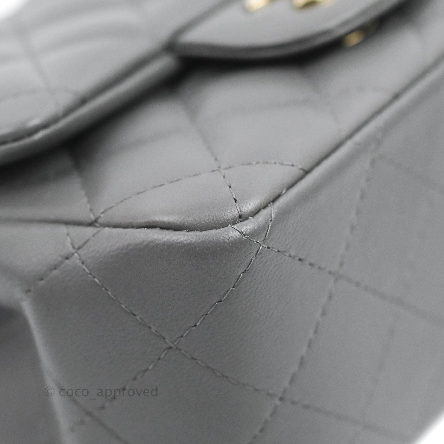 Chanel Quilted Mini Square Dark Grey Lambskin Gold Hardware