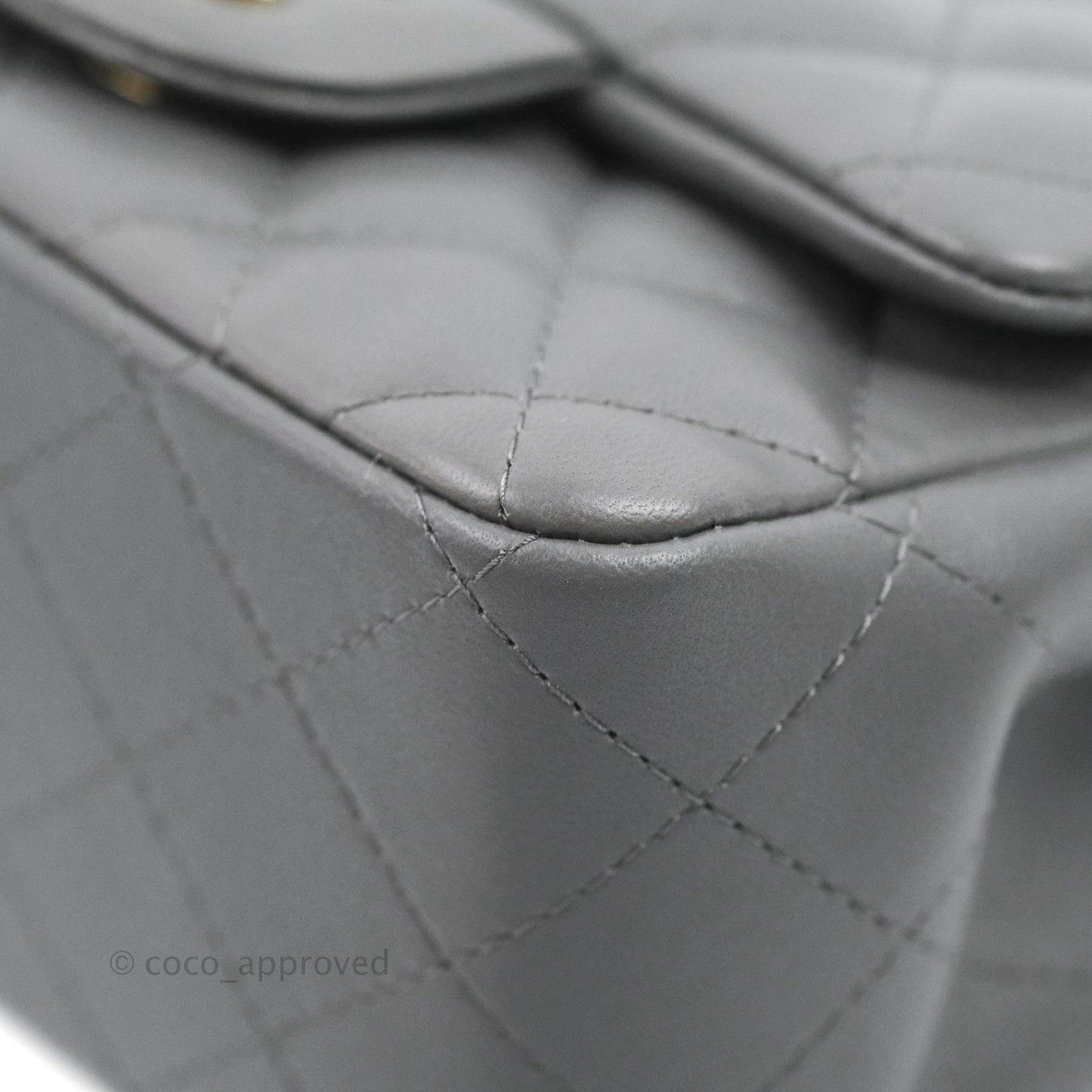 Chanel Quilted Mini Square Dark Grey Lambskin Gold Hardware
