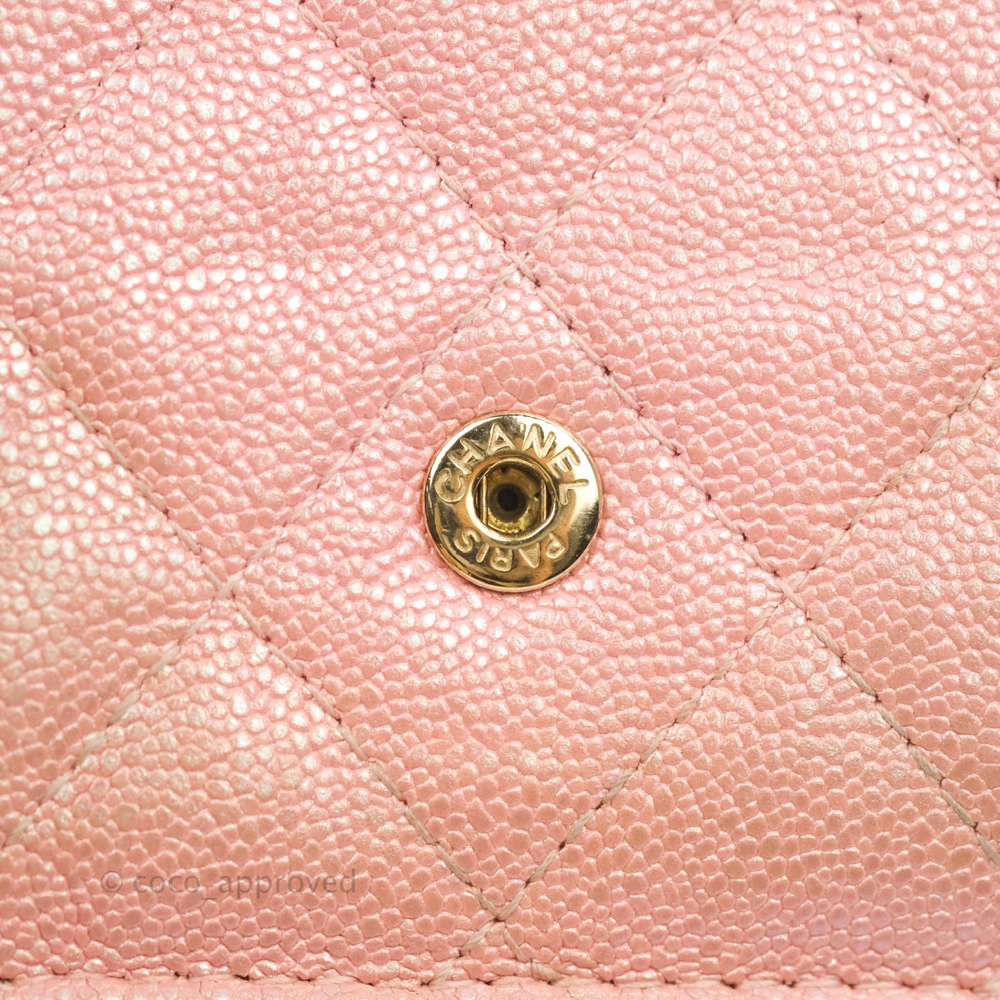 Chanel Quilted Small Classic Flap Trifold Wallet Iridescent Pink Caviar Gold Hardware