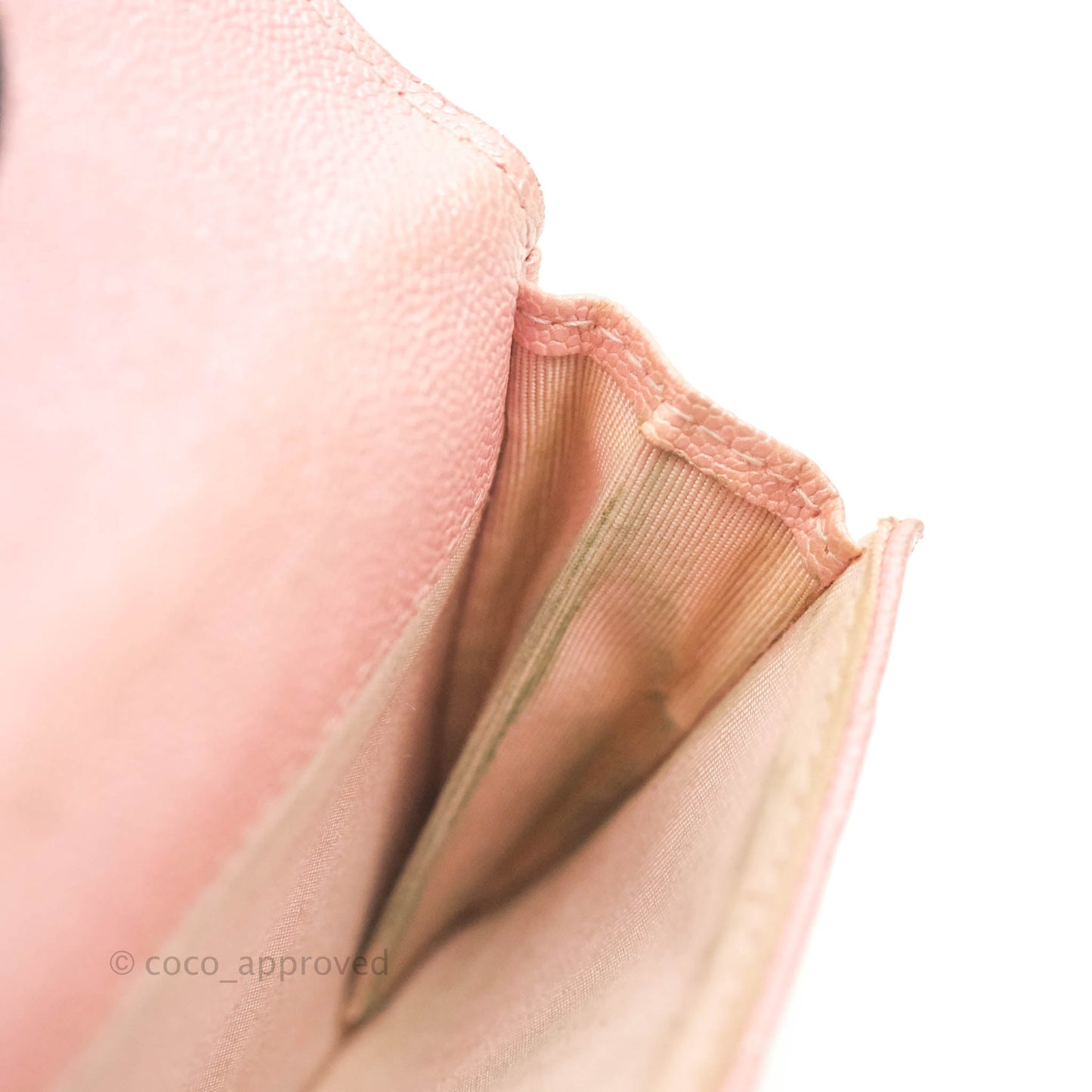 Chanel Quilted Small Classic Flap Trifold Wallet Iridescent Pink Caviar Gold Hardware