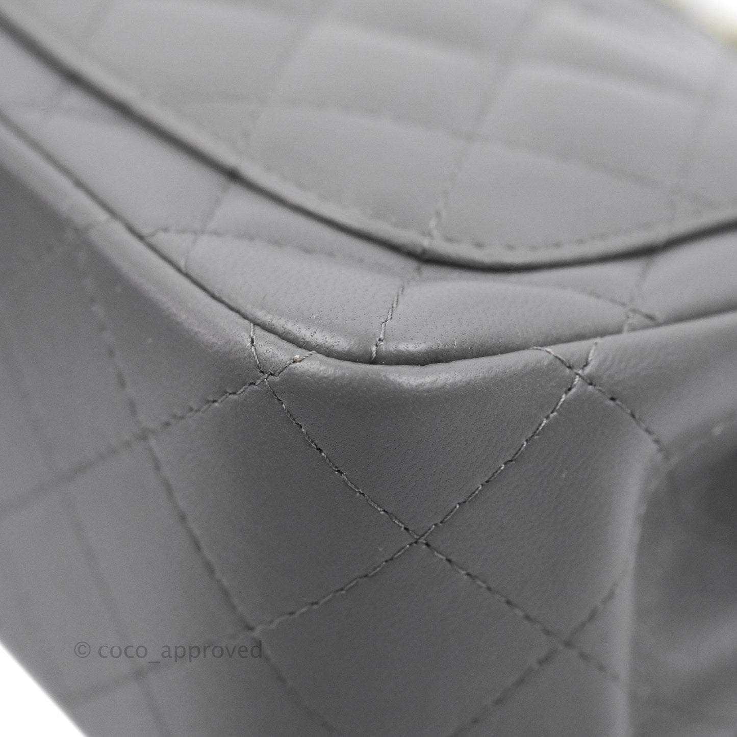 Chanel Quilted Mini Square Dark Grey Lambskin Gold Hardware