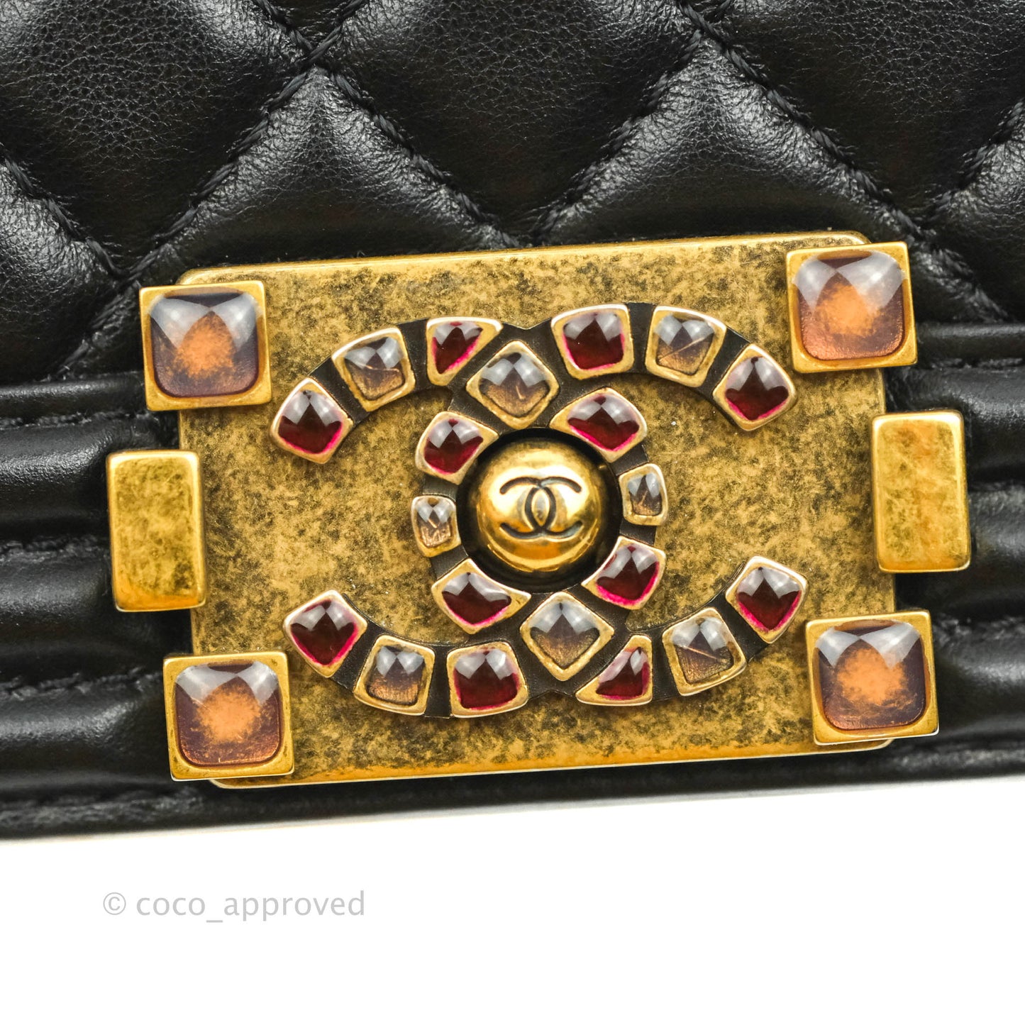 Chanel Small Boy Black Calfskin Aged Gold Hardware