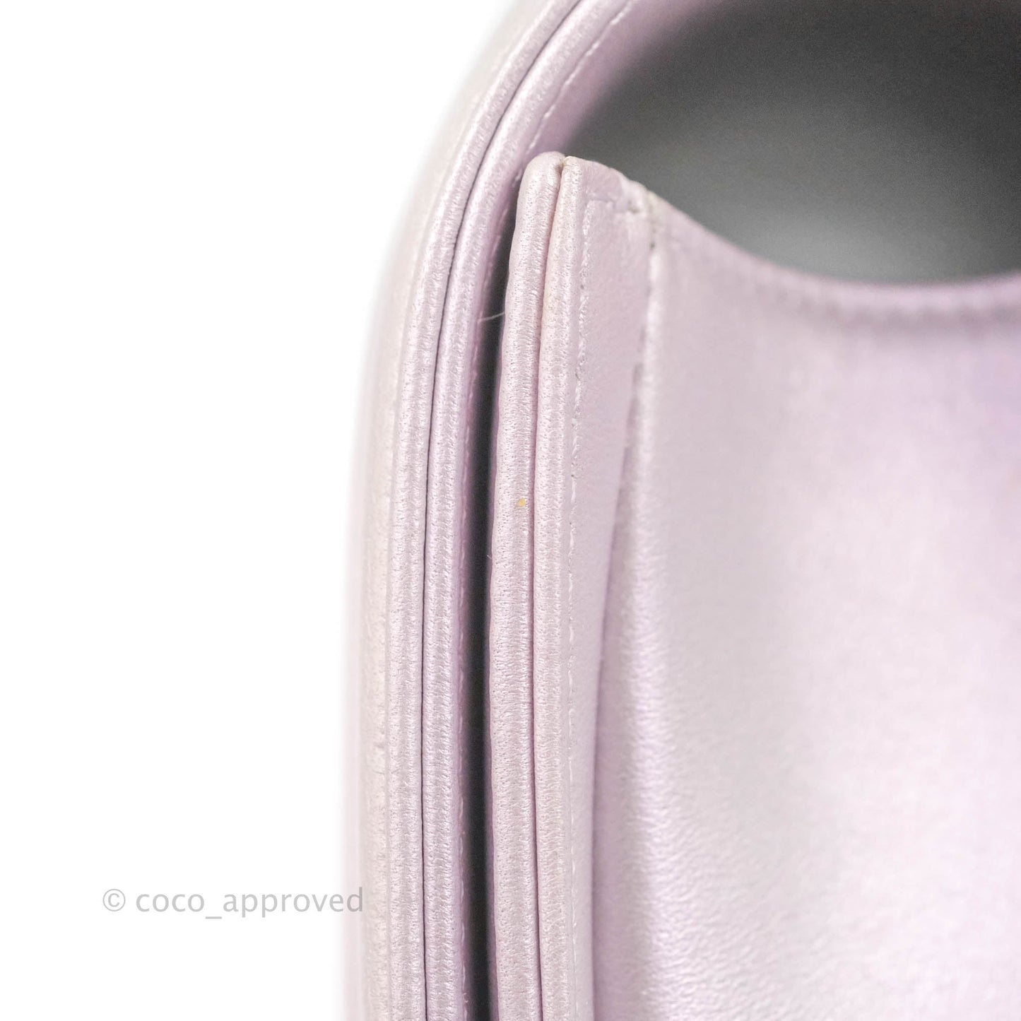 Chanel Medium Boy Chevron Iridescent Lilac Calfskin Silver Hardware