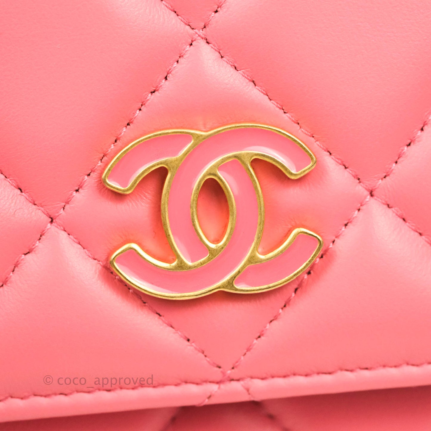 Chanel Clutch with Chain Pink Lambskin Enamel Gold Hardware
