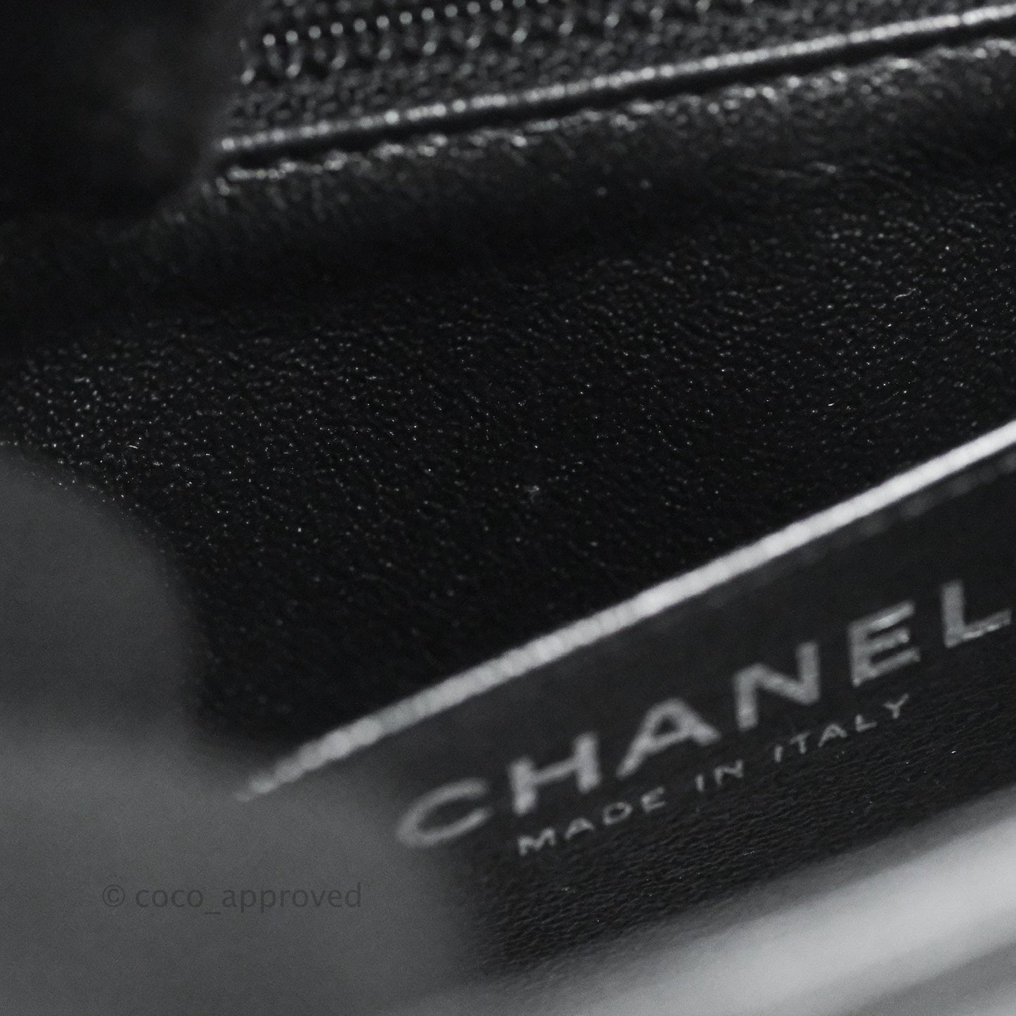 Chanel Mini Square Chevron Flap Black Crumpled Metallic Patent So Black