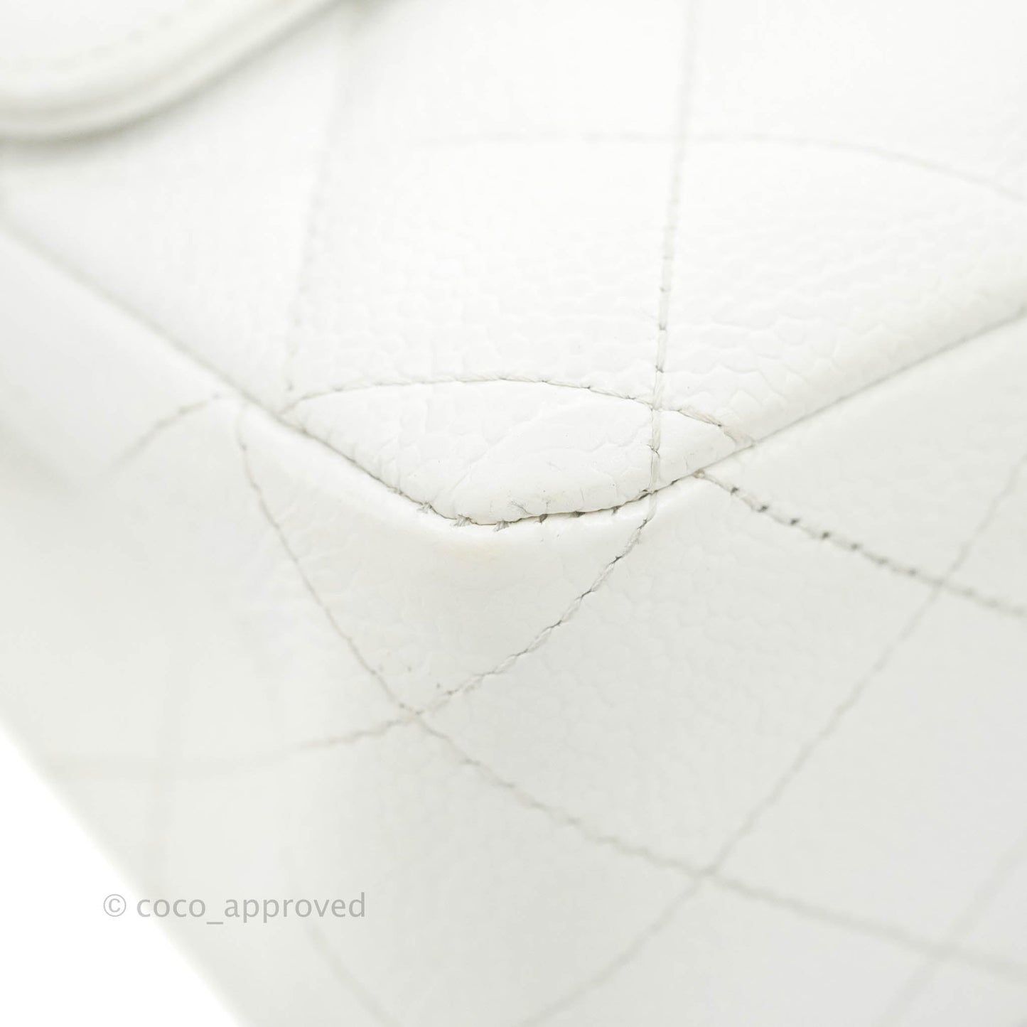 Chanel Classic M/L Medium Double Flap White Caviar Silver Hardware