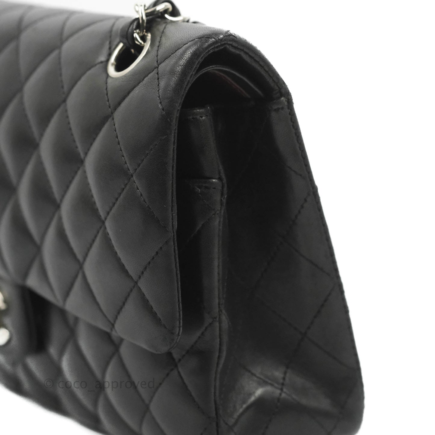 Chanel Medium Classic Quilted Flap Black Lambskin Silver Hardware