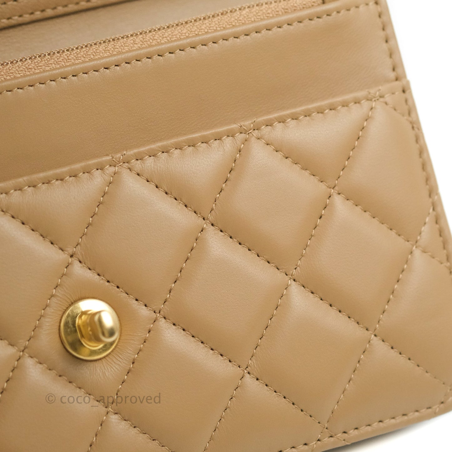 Chanel Quilted Pearl Crush Wallet on Chain WOC Beige Lambskin Aged Gold Hardware