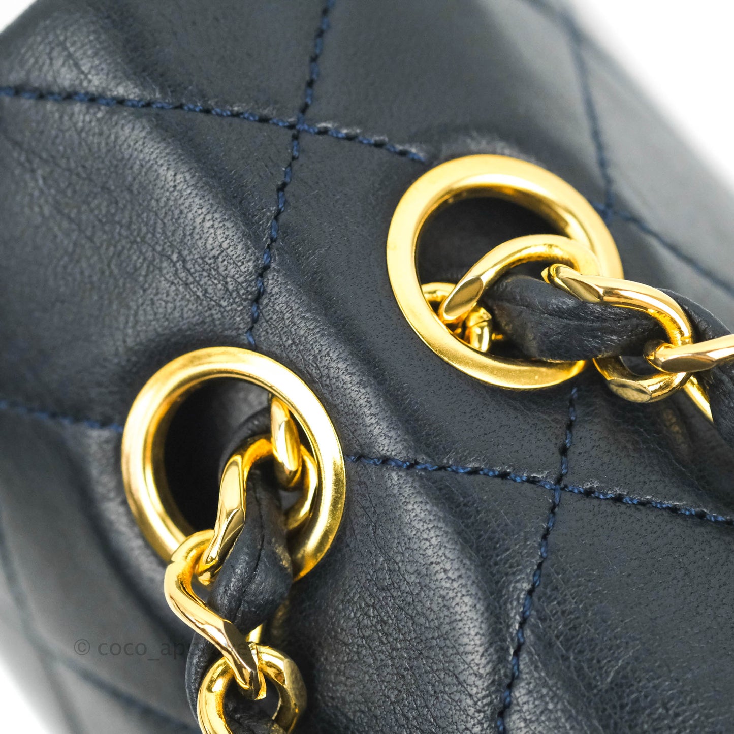 Chanel Classic Vintage Medium M/L Flap Navy Lambskin 24K Gold Hardware