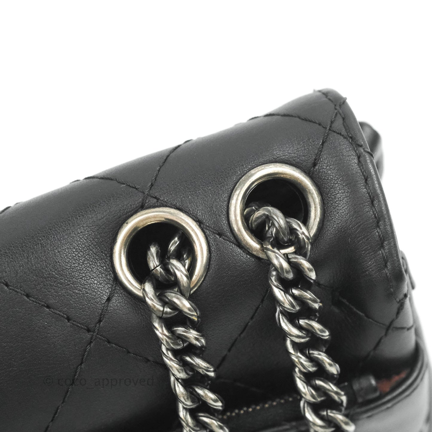 Chanel Flat Quilted Small Messenger Bag Black Calfskin Ruthenium Hardware