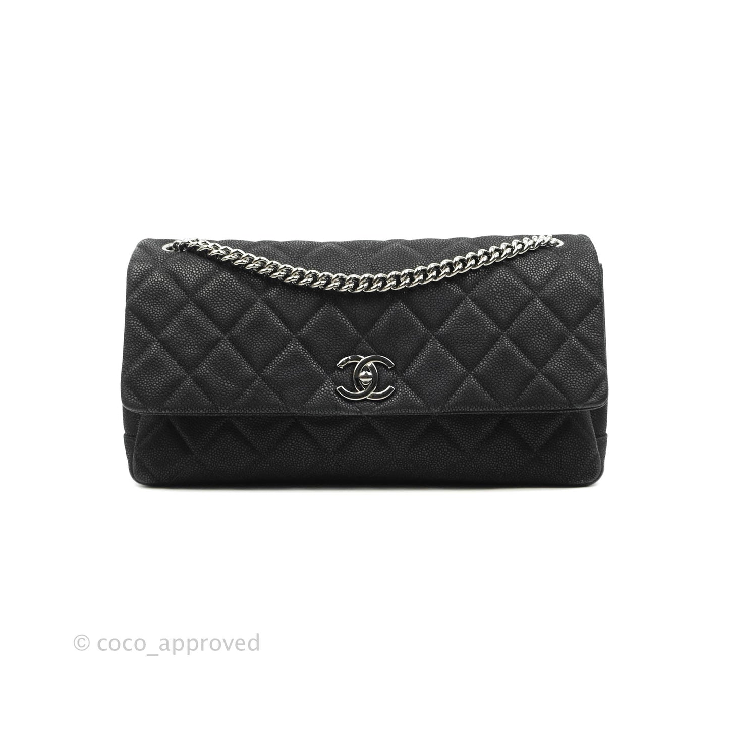 Chanel Lady Pearly Flap Bag Black Caviar Silver Hardware