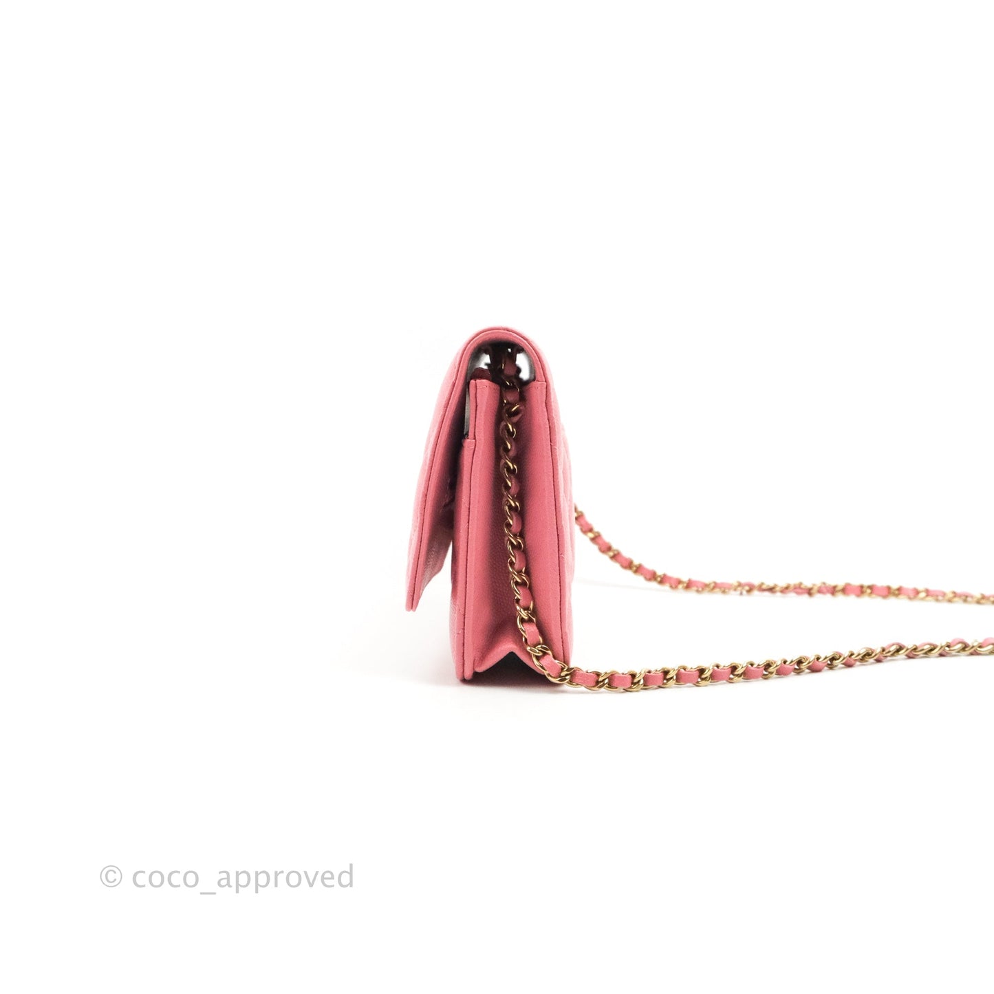 Chanel Quilted Classic Wallet on Chain WOC Pink Caviar Gold Hardware