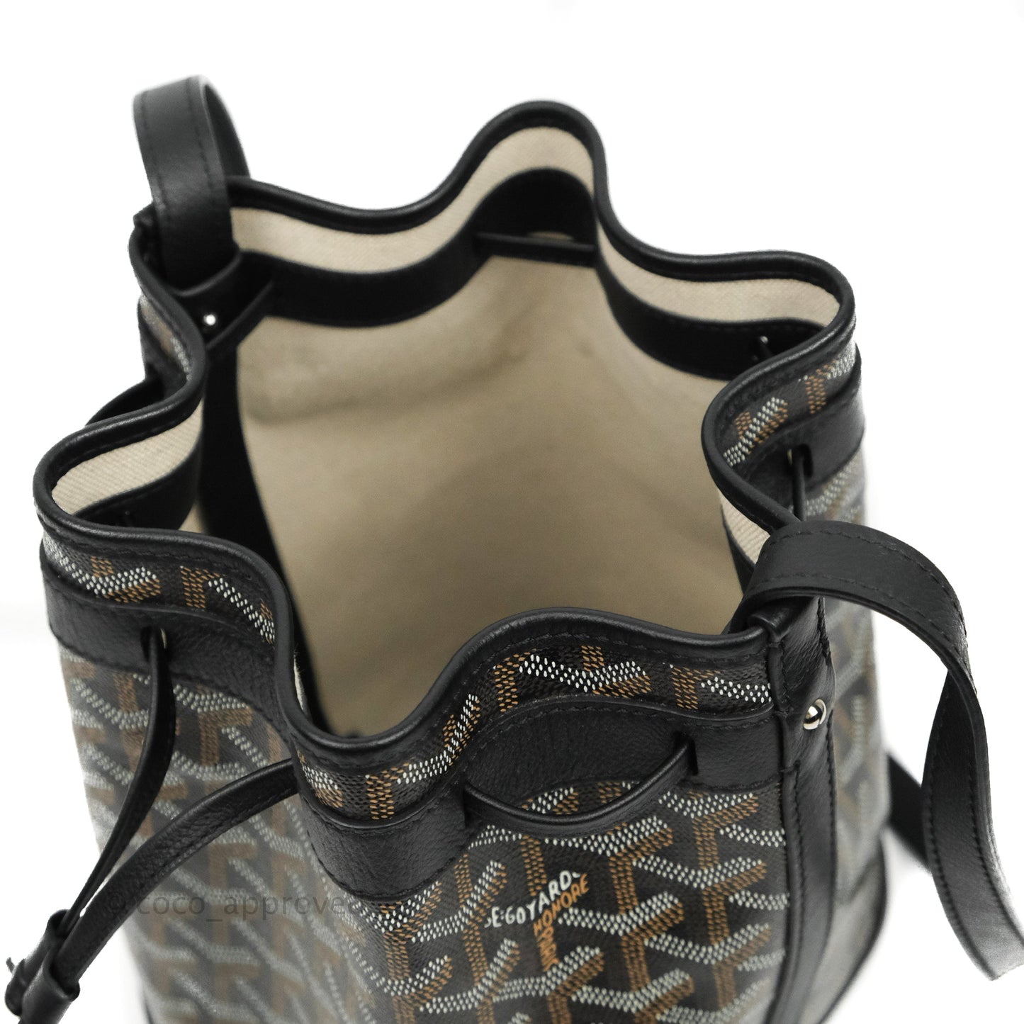 Goyard Petit Flot Black Drawstring Bucket Bag