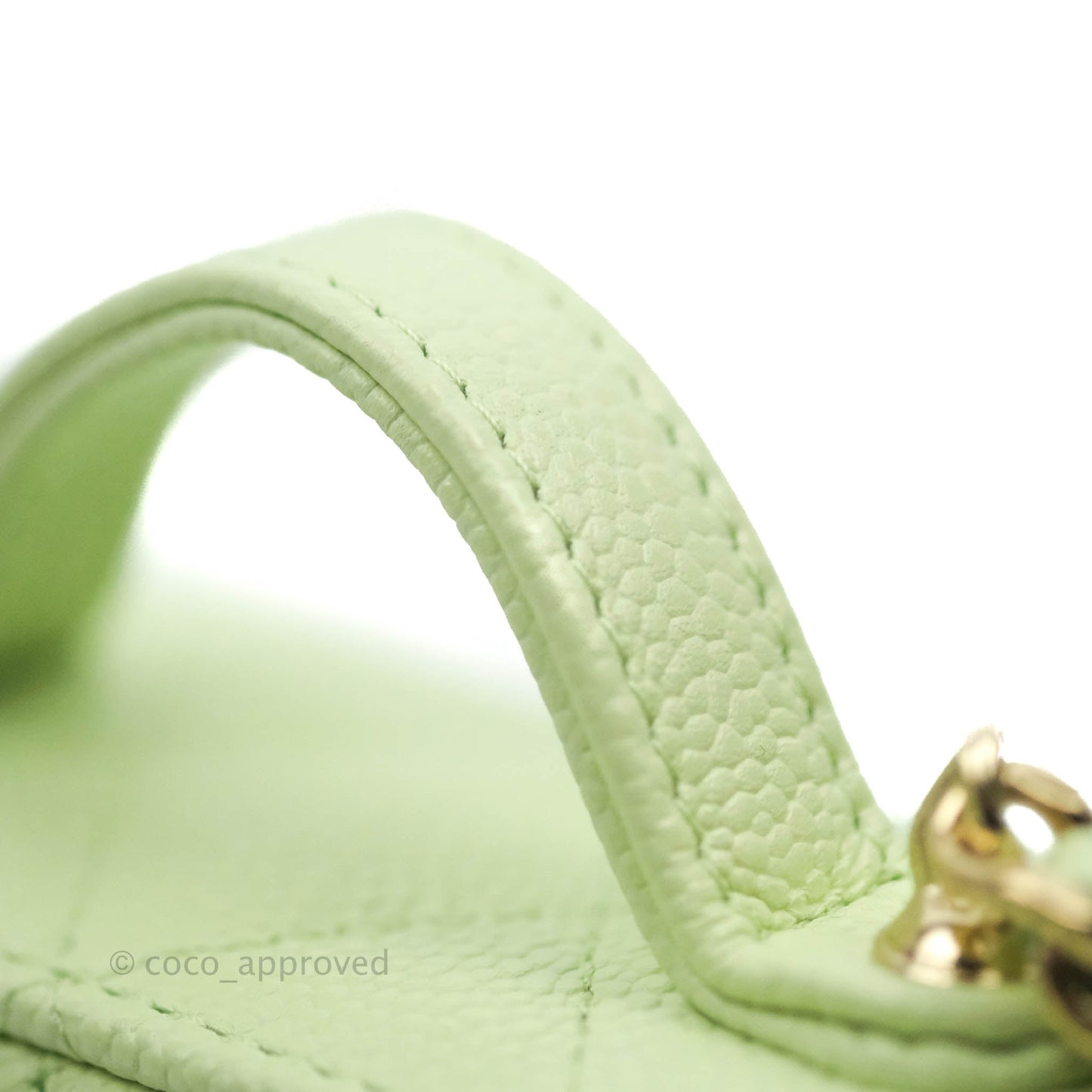 Chanel Quilted Small Handle With Care Vanity Case With Chain Green Caviar Gold Hardware