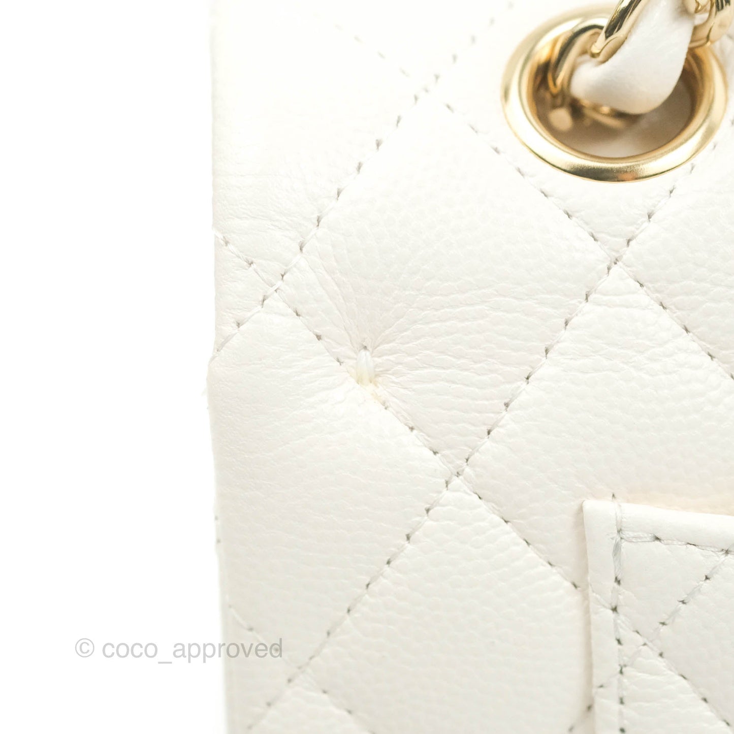 Chanel Classic Small S/M Flap White Caviar Gold Hardware 21S