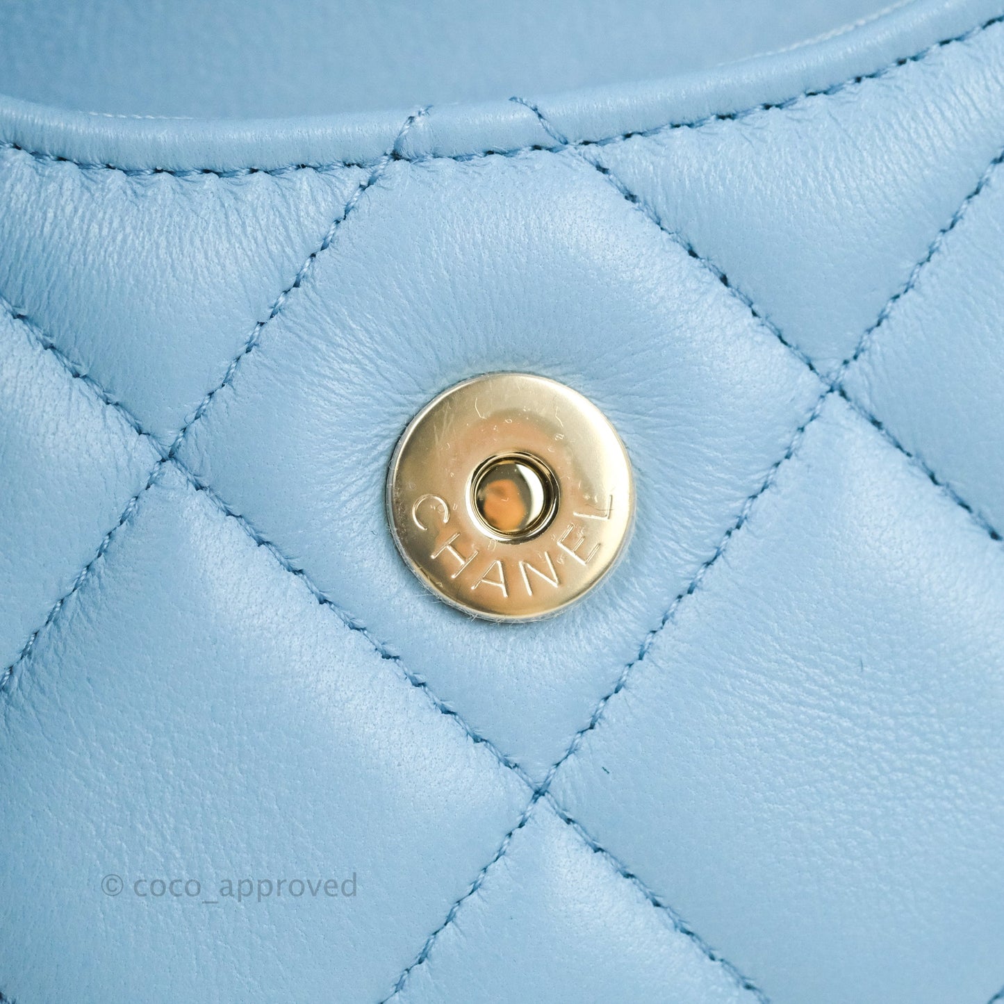 Chanel Mini Clutch With Chain Blue Lambskin Gold Hardware