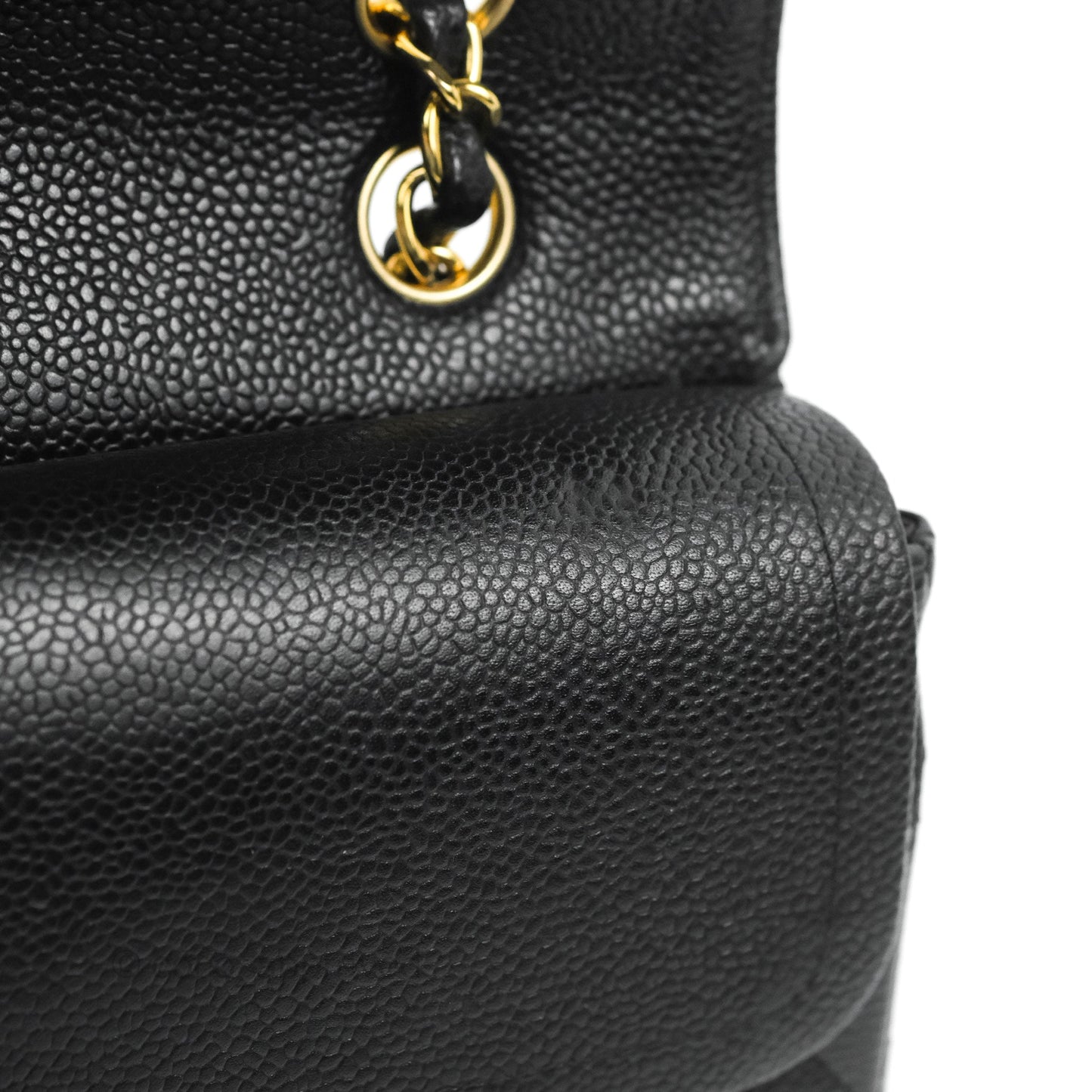 Chanel Classic M/L Medium Flap Quilted Black Caviar 24K Gold Hardware