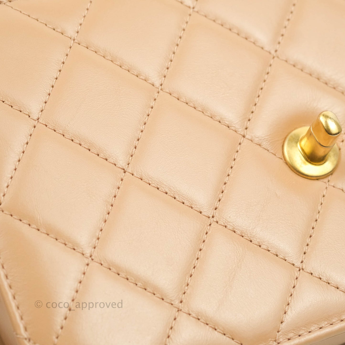 Chanel Quilted Perfect Fit Adjustable Beige Calfskin Gold Hardware 21A