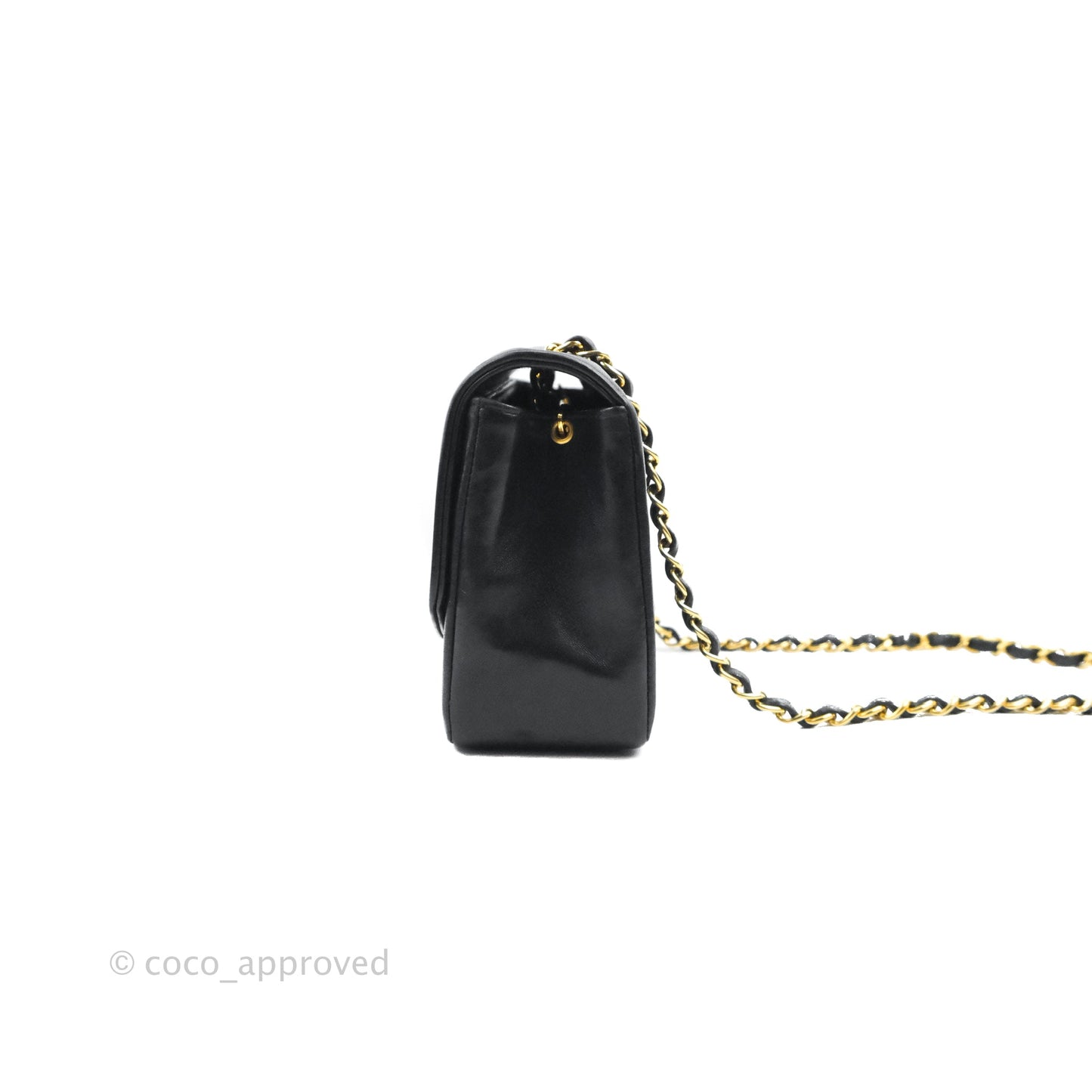 Chanel Vintage Small Quilted Classic Diana Flap Bag Black Lambskin 24K Gold Hardware