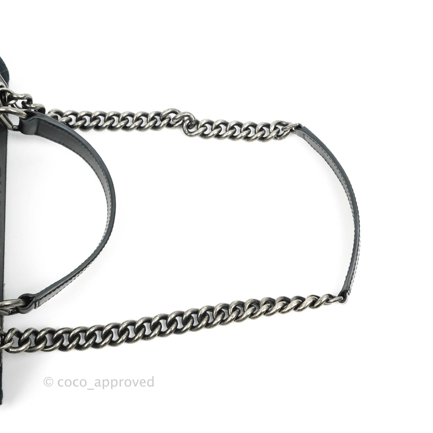 Chanel Quilted CC Top Handle with Chain Dark Navy Fabric Ruthenium Hardware 15P