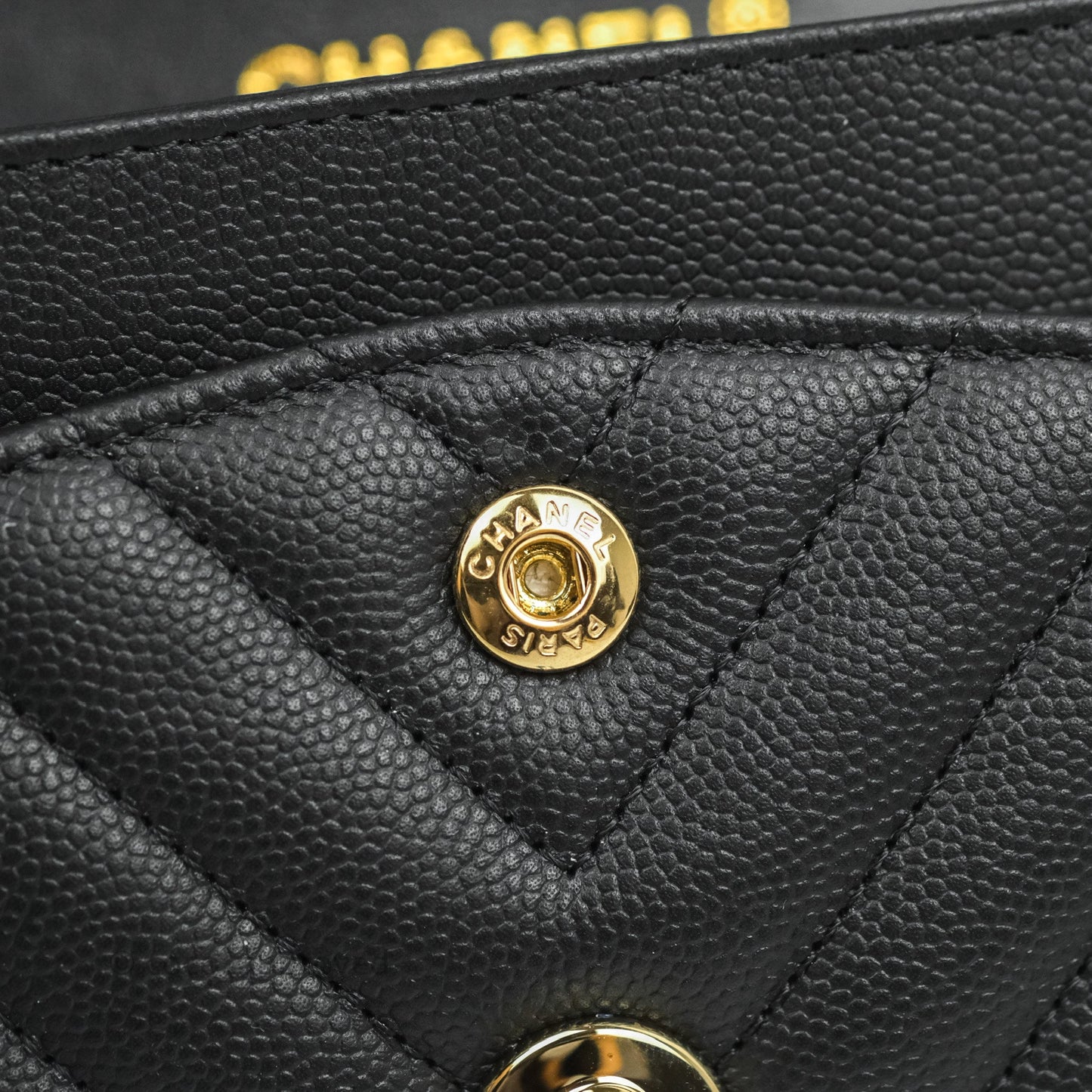 Chanel Classic Chevron S/M Small Double Flap Black Caviar Gold Hardware