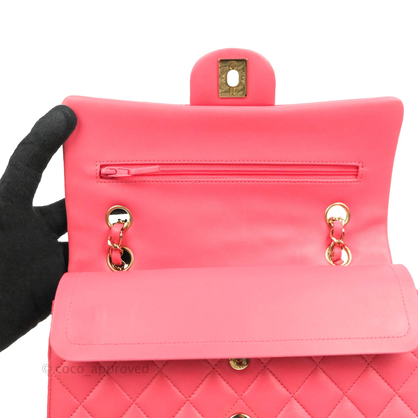 Chanel Small Classic Quilted Flap Rosy Pink Lambskin Gold Hardware