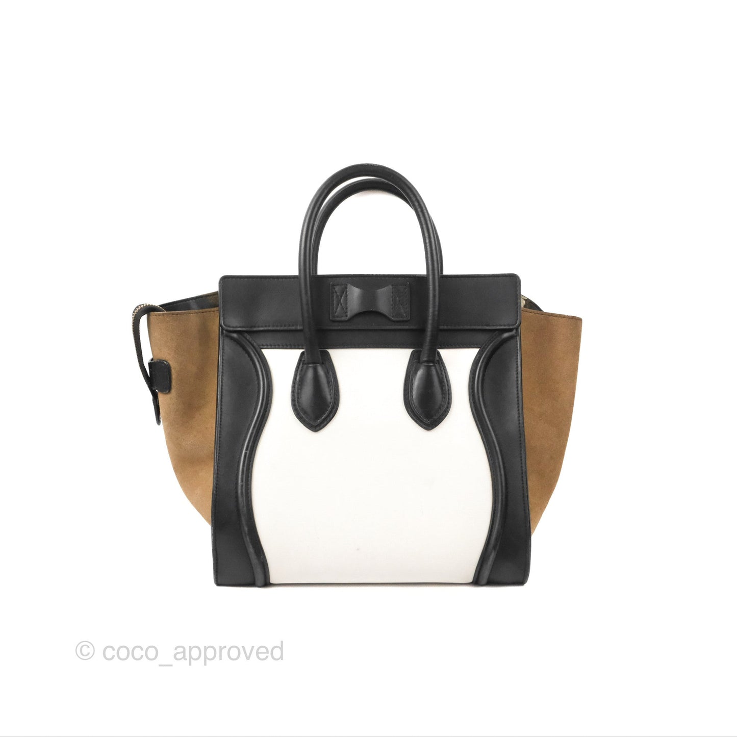 Celine Mini Luggage Bag Black/White/Brown Calfskin