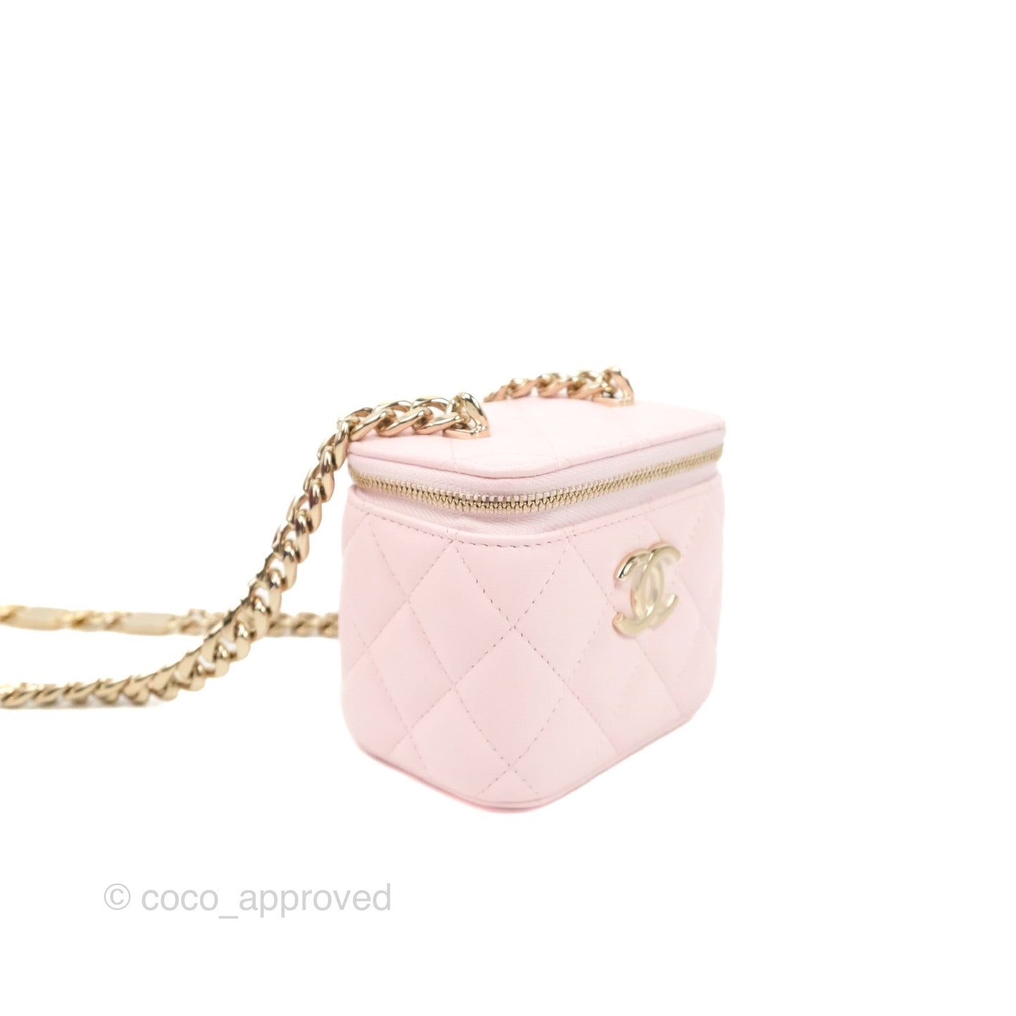 Chanel Mini Vanity With Coco Chain Light Pink Lambskin Gold Hardware