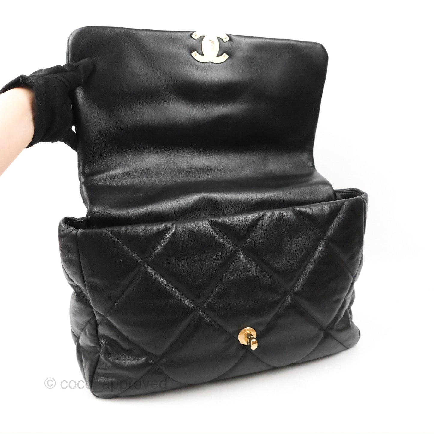 Chanel 19 Maxi Flap Bag Black Goatskin Mixed Hardware