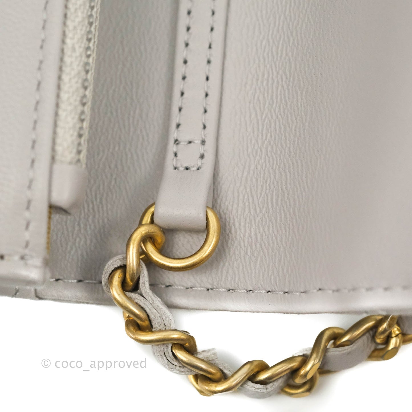 Chanel Quilted Pearl Crush Wallet on Chain WOC Grey Lambskin Aged Gold Hardware