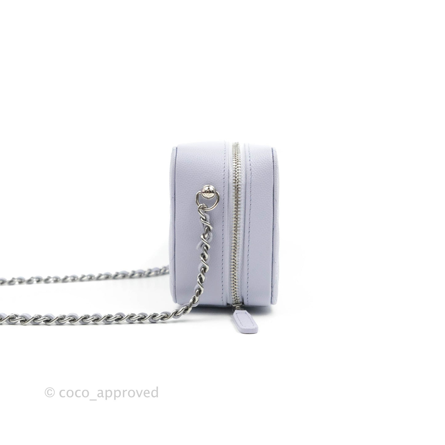 Chanel Quilted Camera Bag Lilac Caviar Silver Hardware